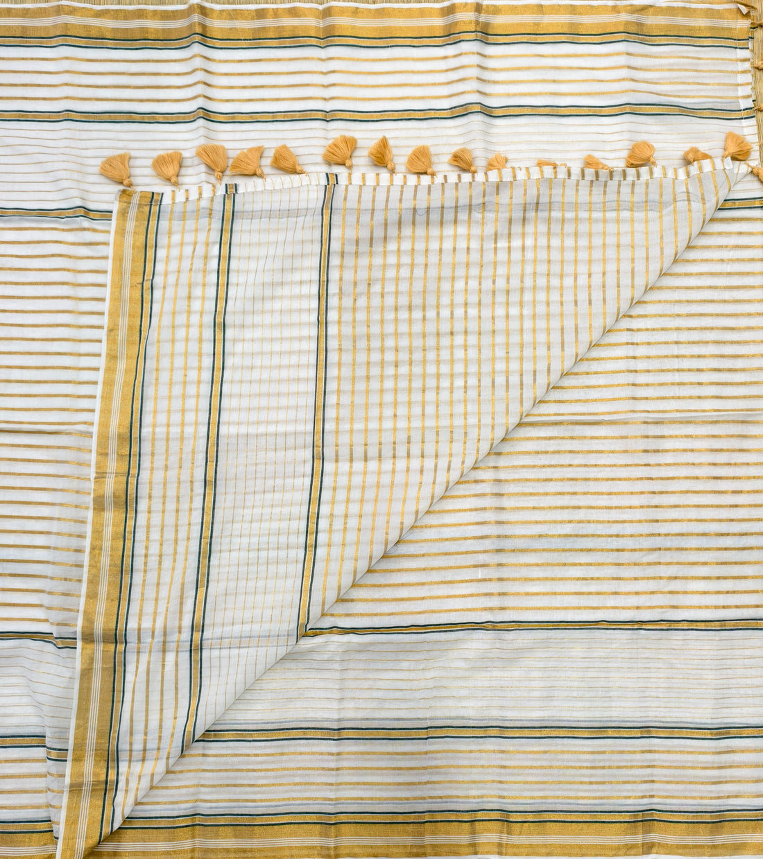 Mul cotton saree with zari stripes
