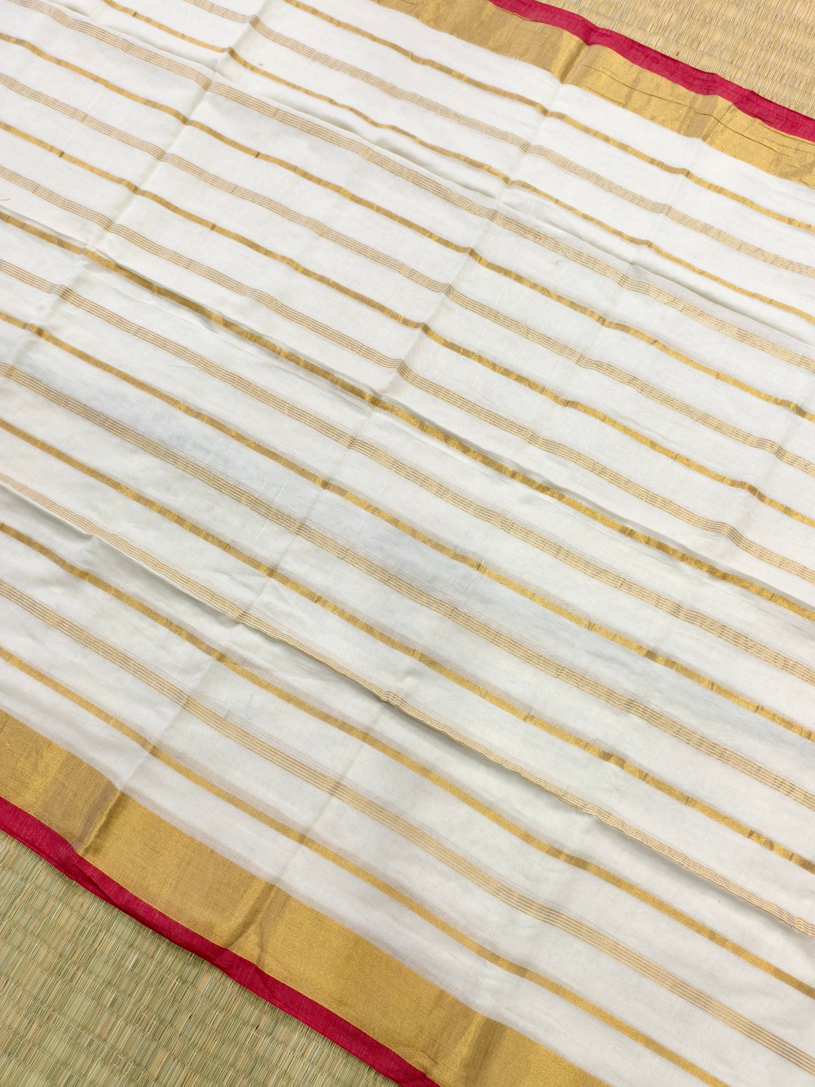 Mul cotton saree with zari stripes