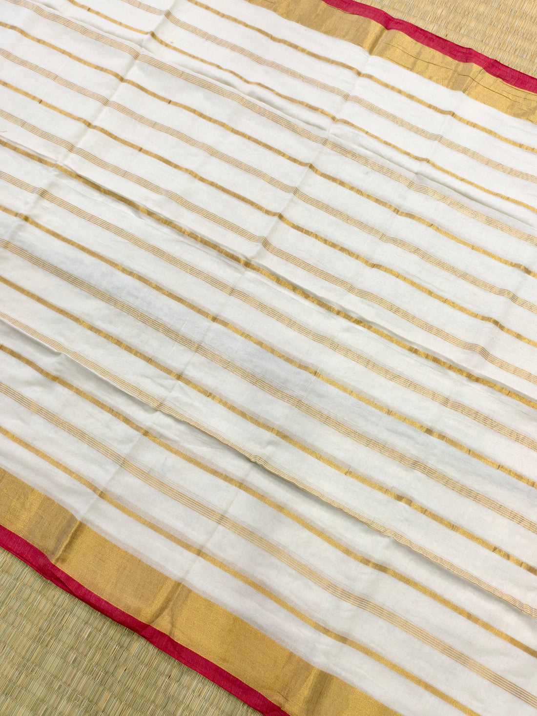 Mul cotton saree with zari stripes