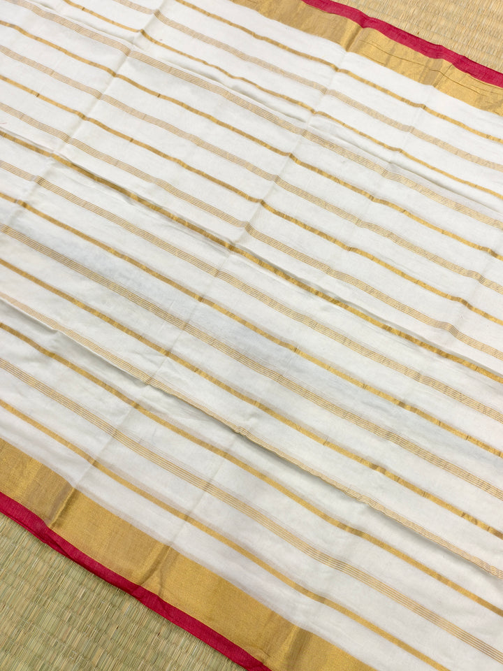 Mul cotton saree with zari stripes
