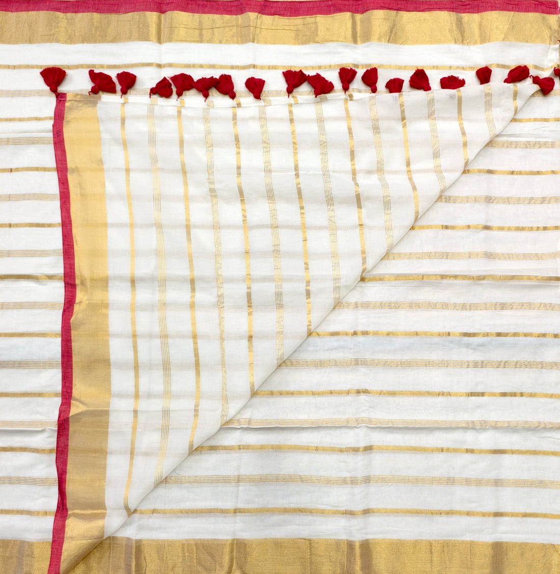 Mul cotton saree with zari stripes