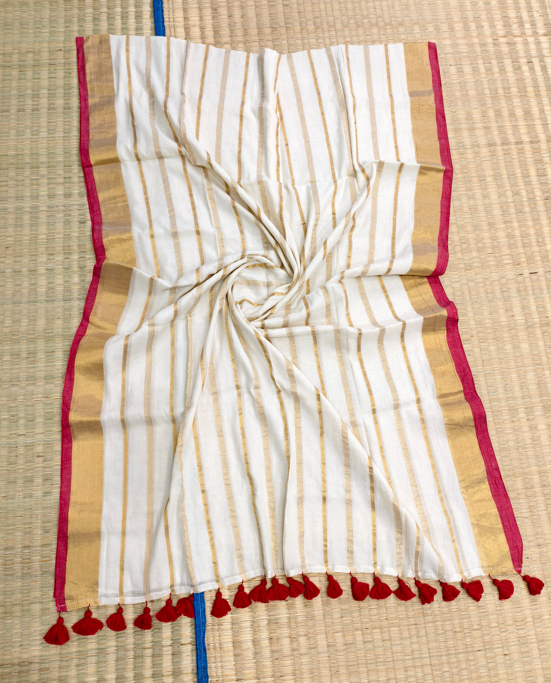 Mul cotton saree with zari stripes