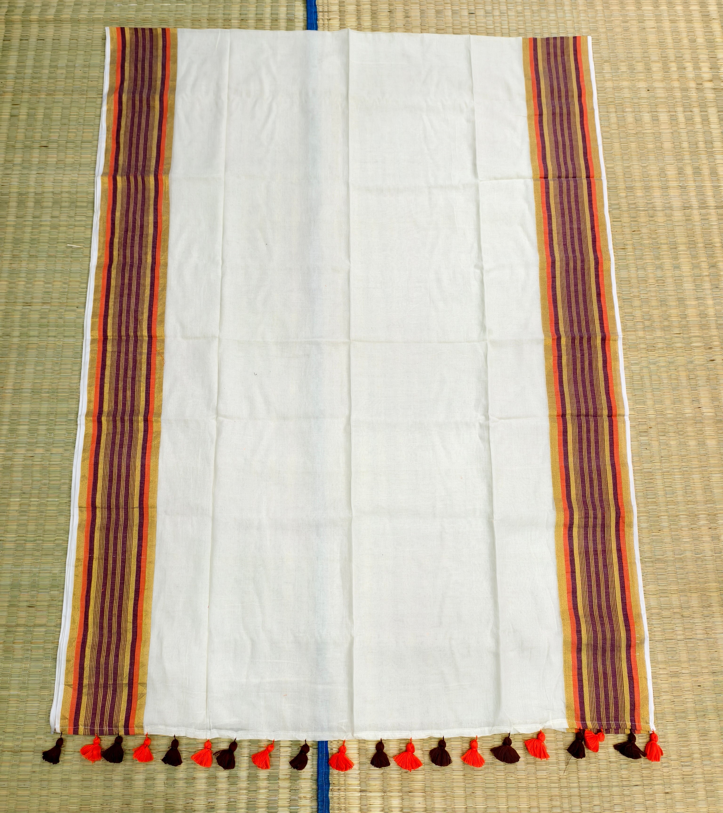 Mul cotton saree with Multicolour border