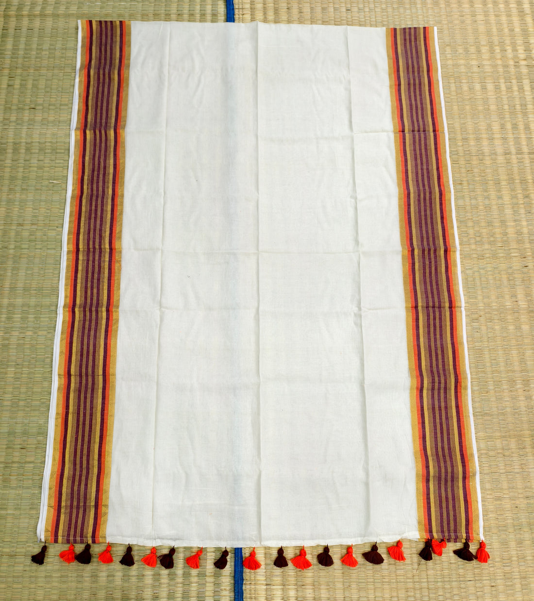 Mul cotton saree with Multicolour border
