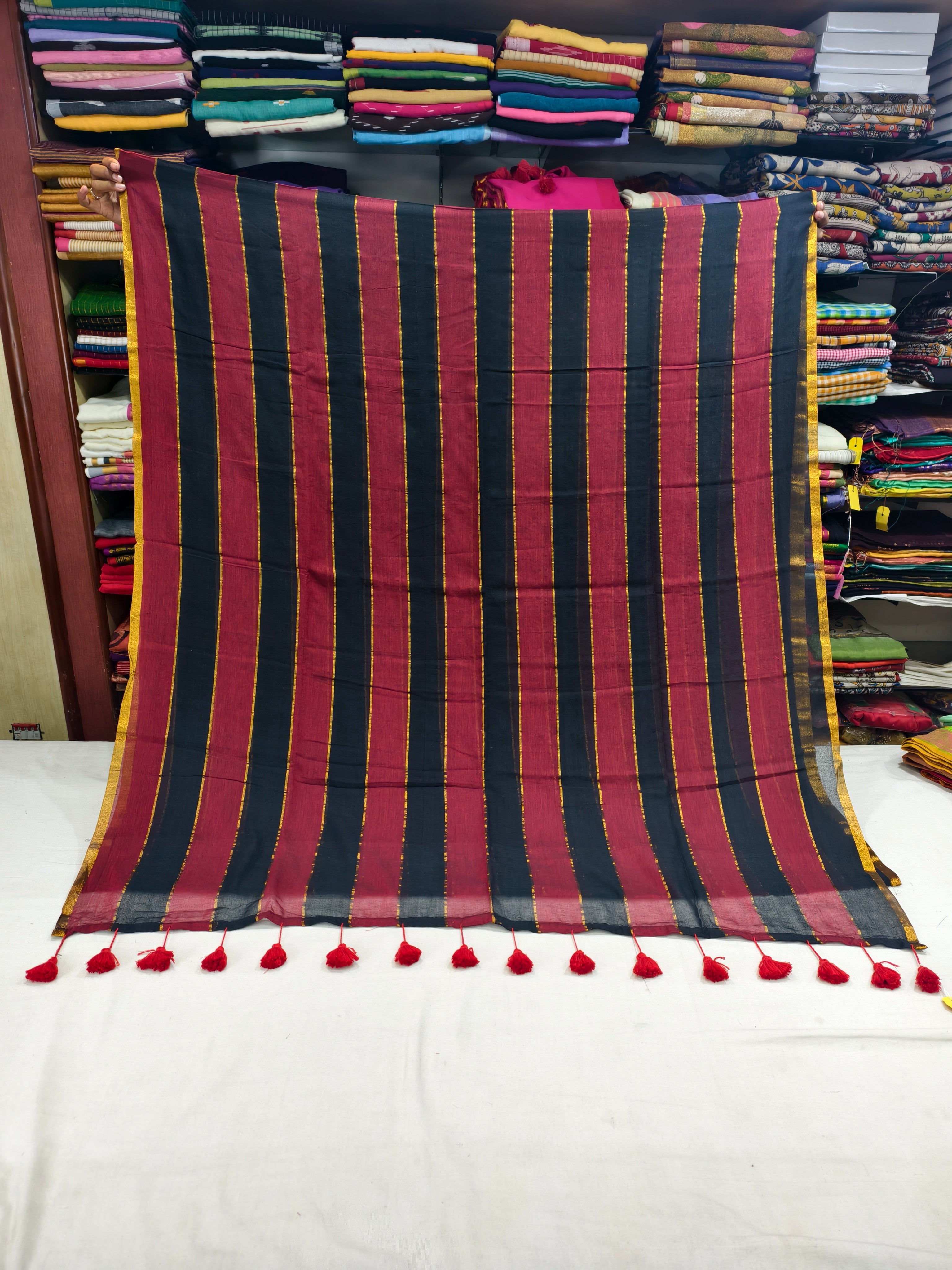 Stripes Mul cotton saree