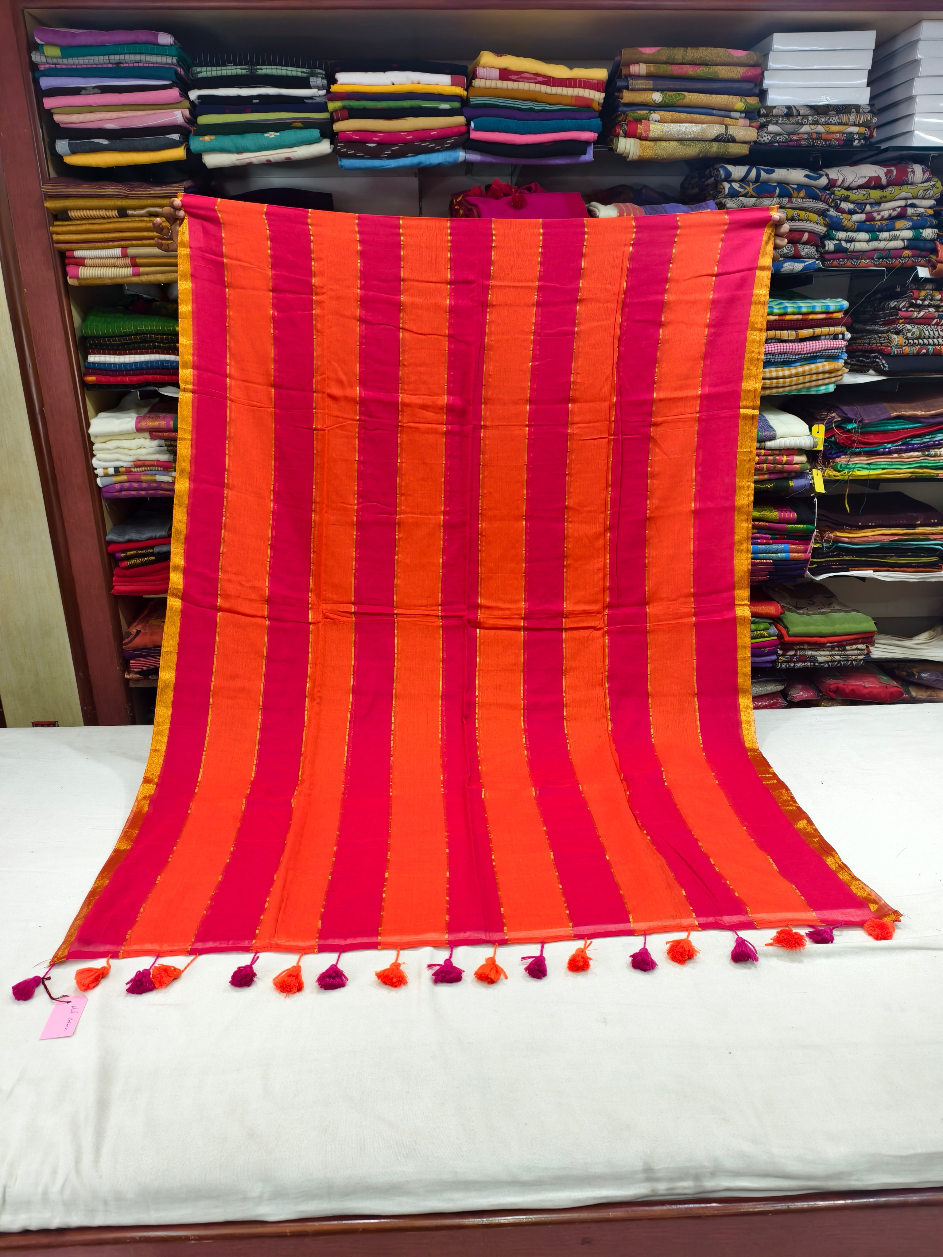 Stripes Mul cotton saree
