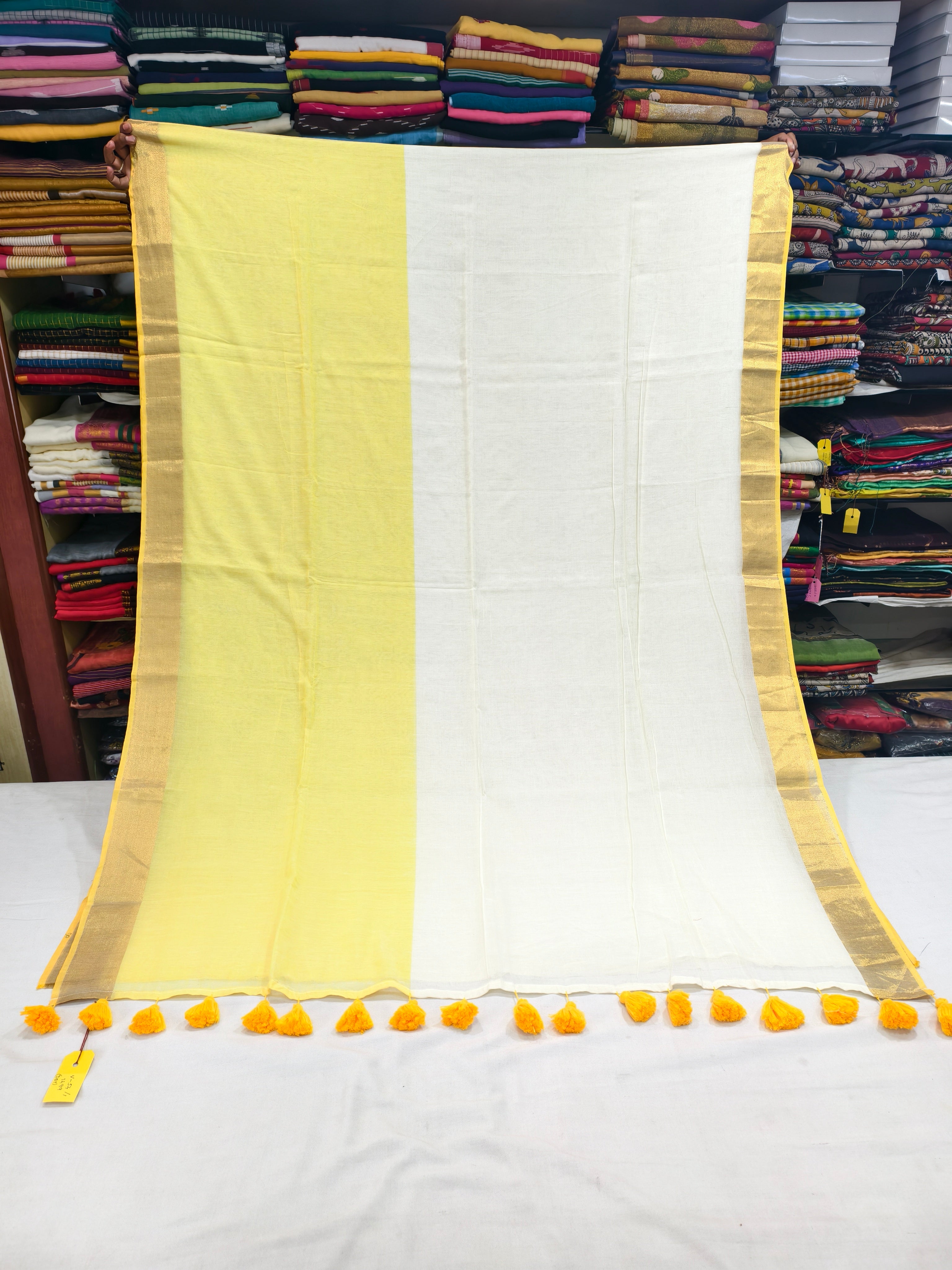 Half and Half mul cotton saree