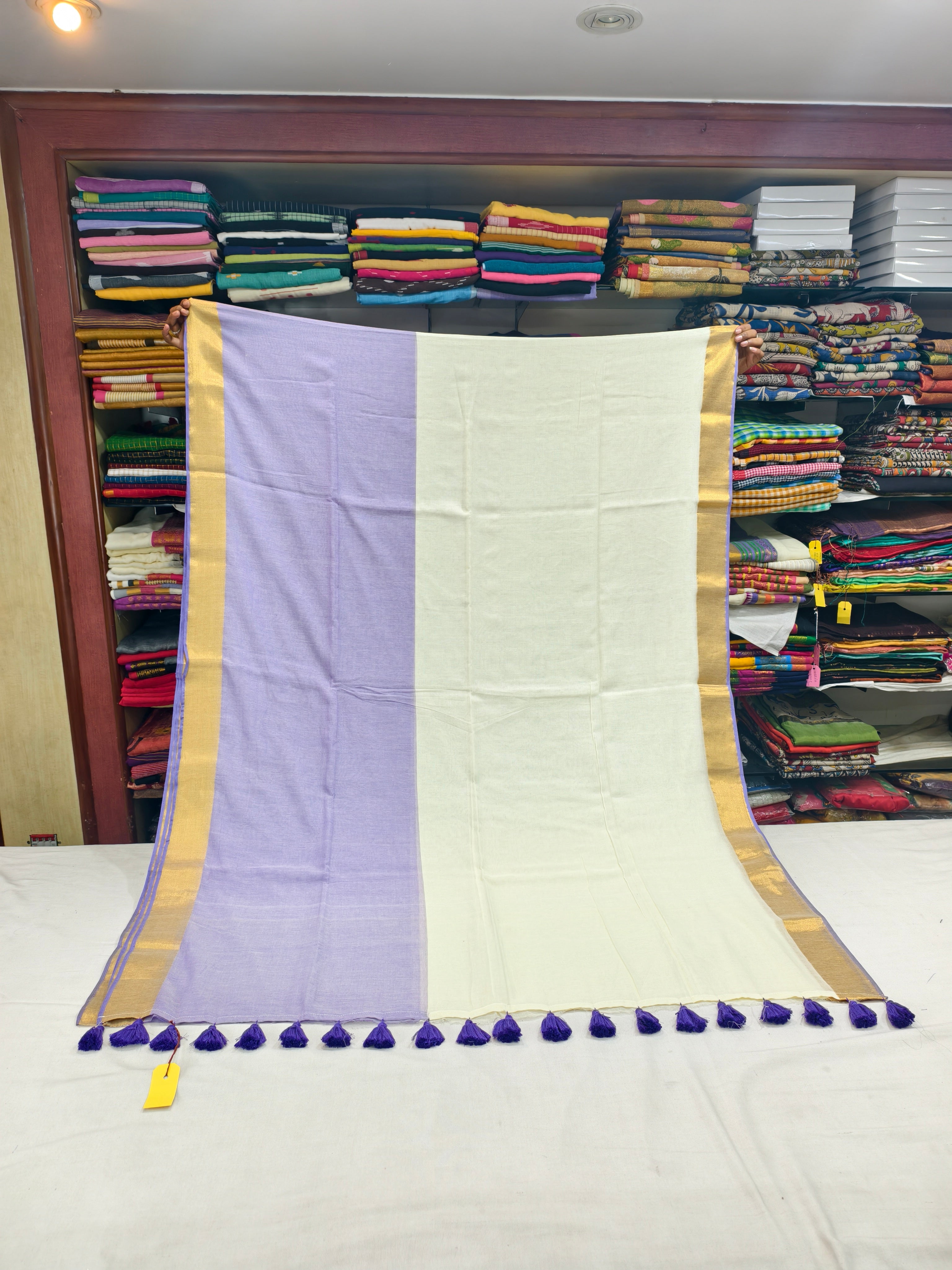Half and Half mul cotton saree