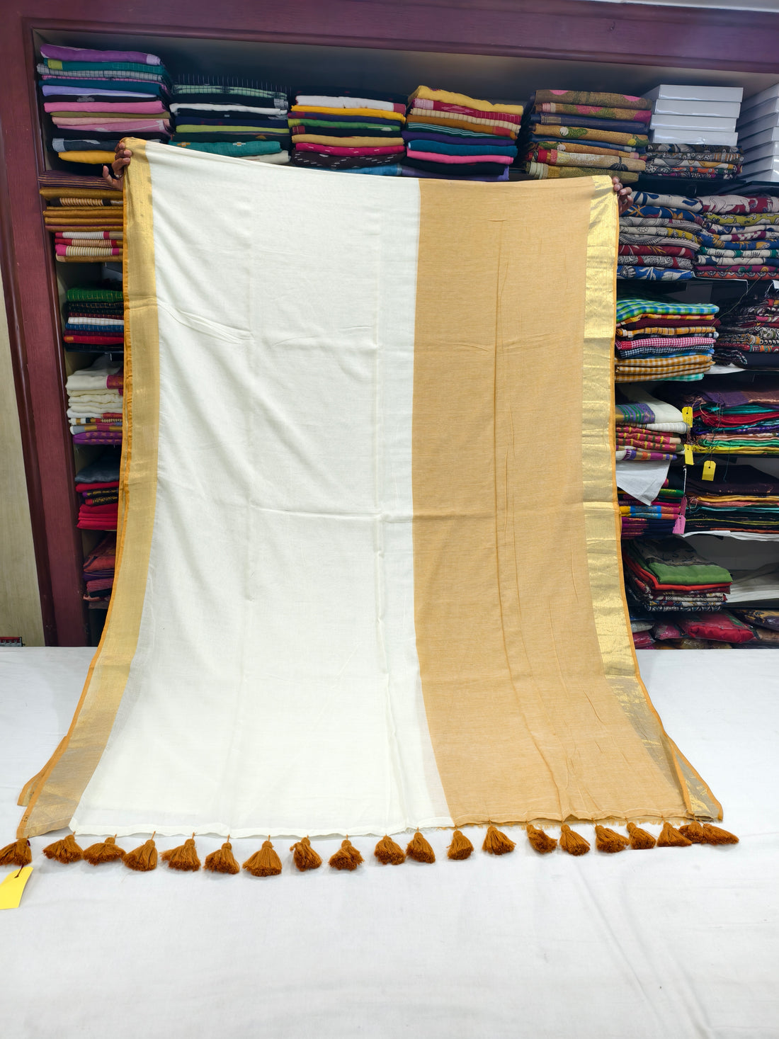 Half and Half mul cotton saree