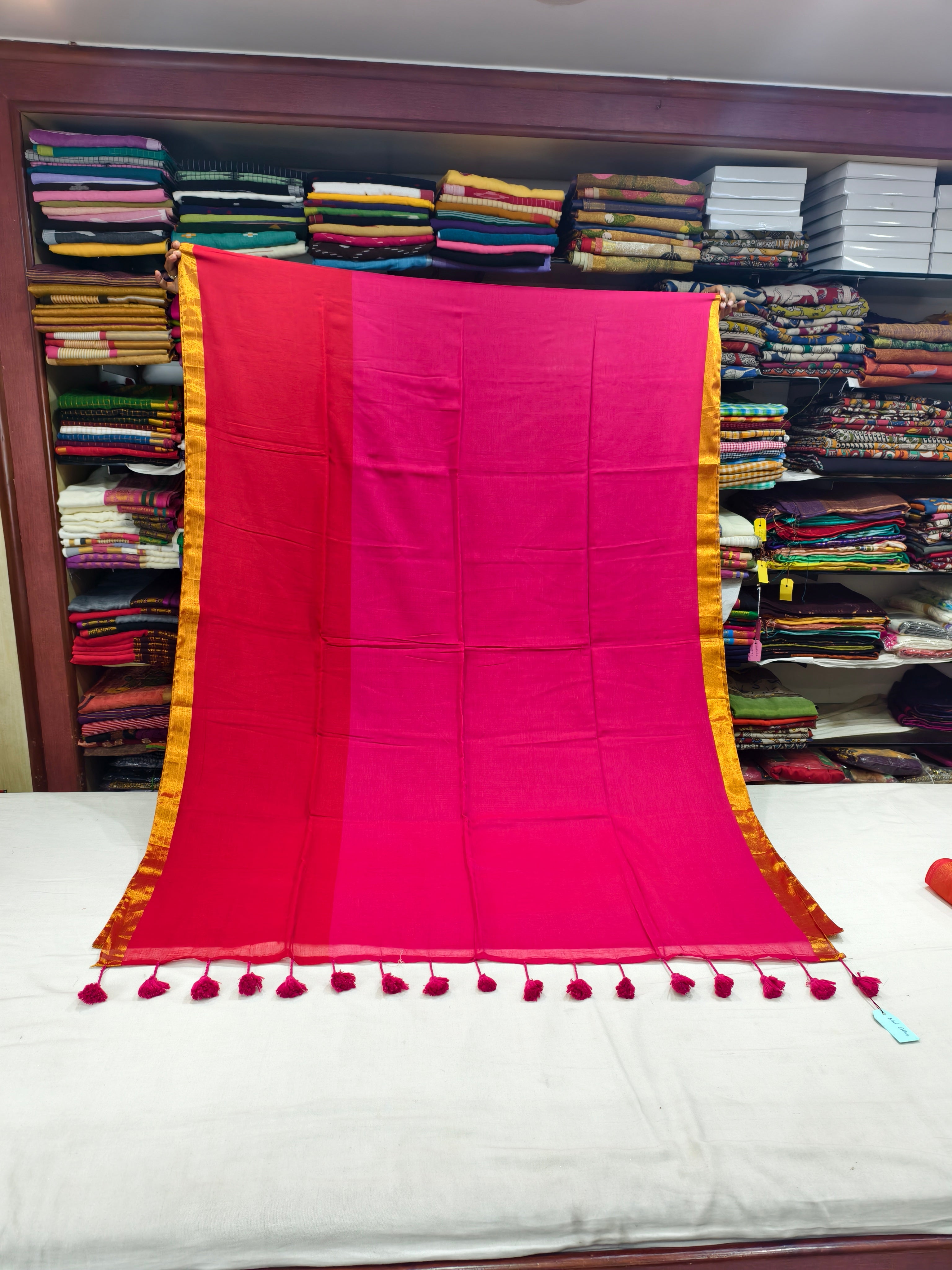 Tri coloured Mul cotton saree