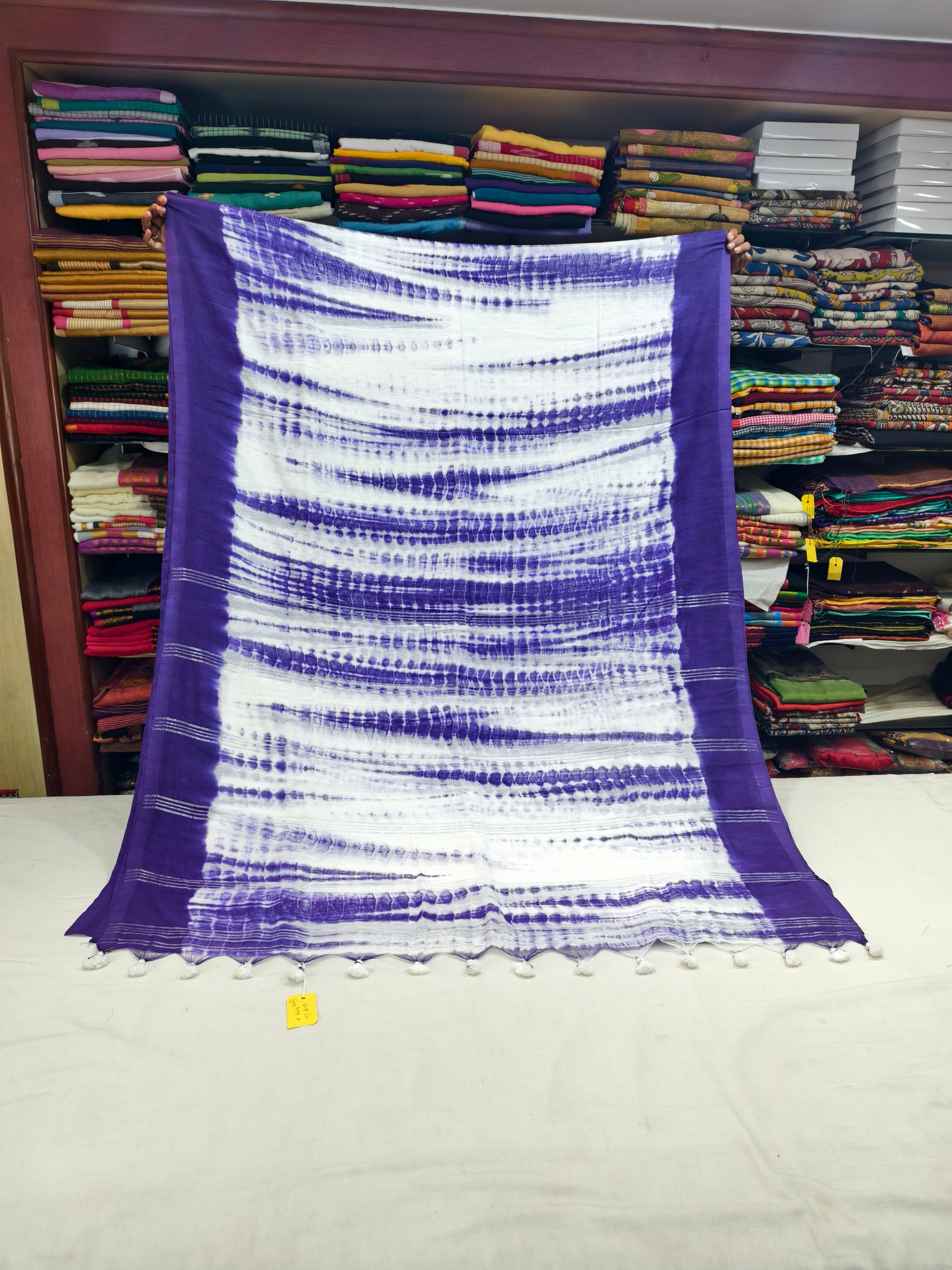 Shibori mul cotton saree