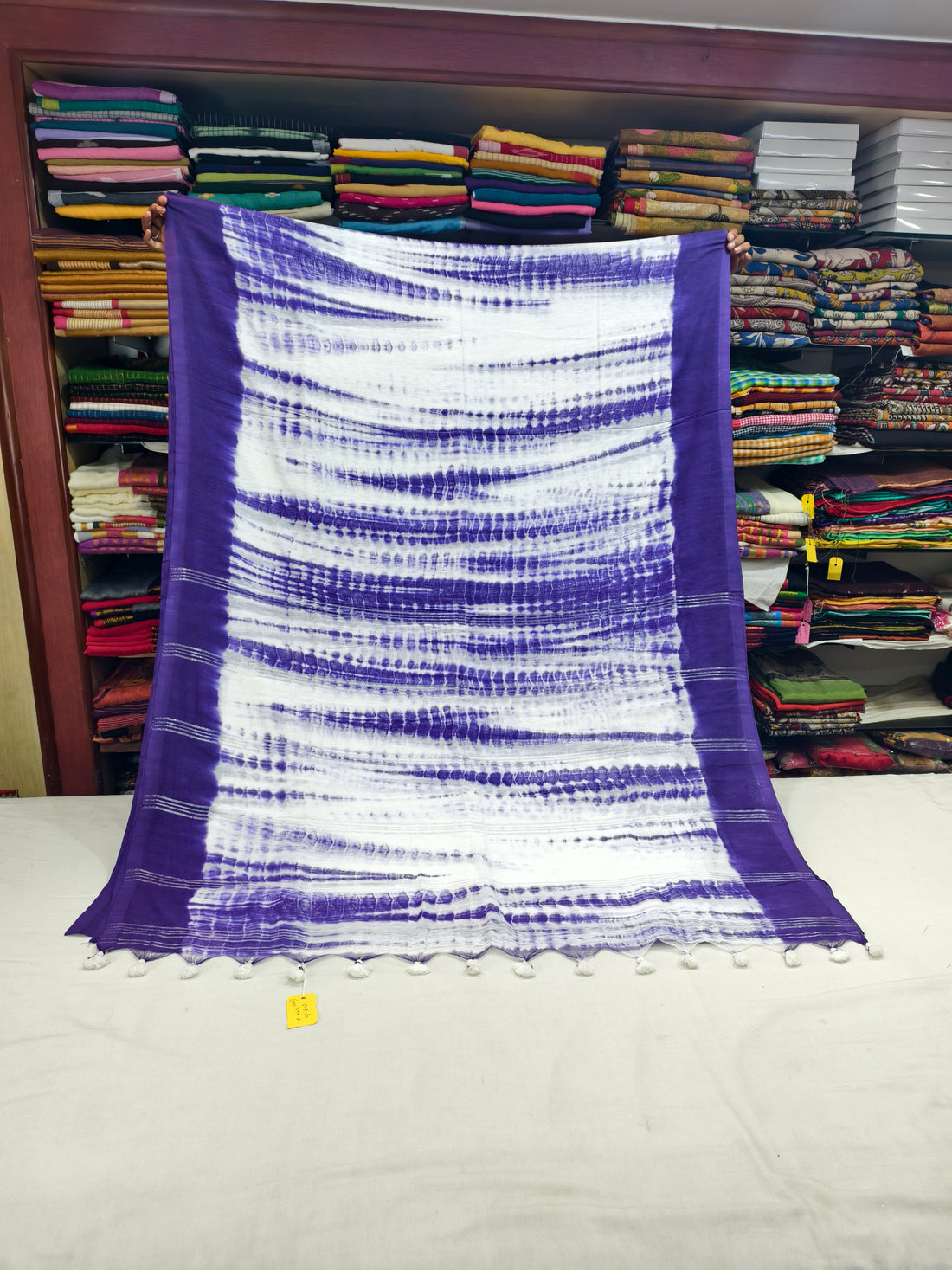 Shibori mul cotton saree
