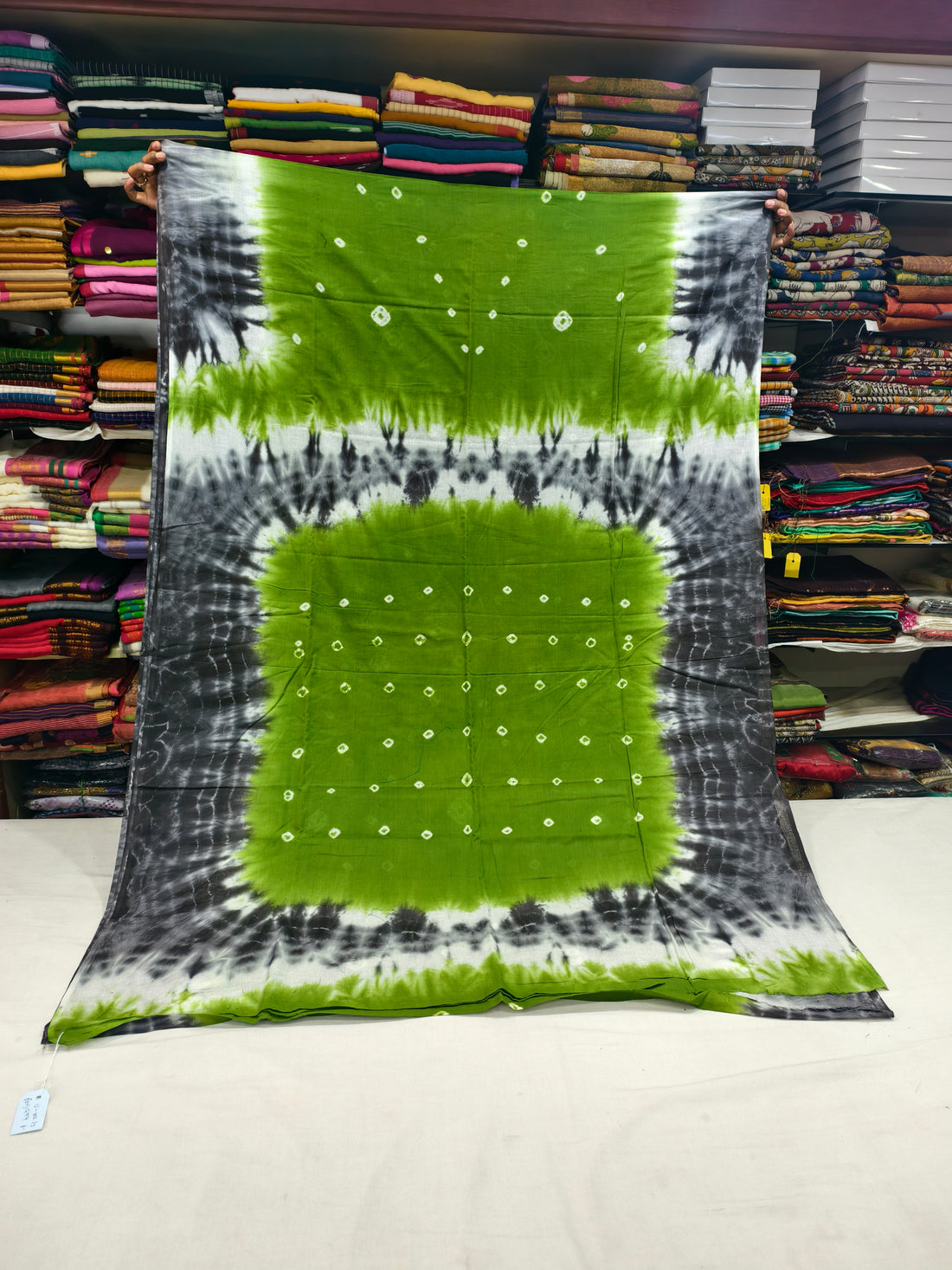 Tie and die mul cotton saree