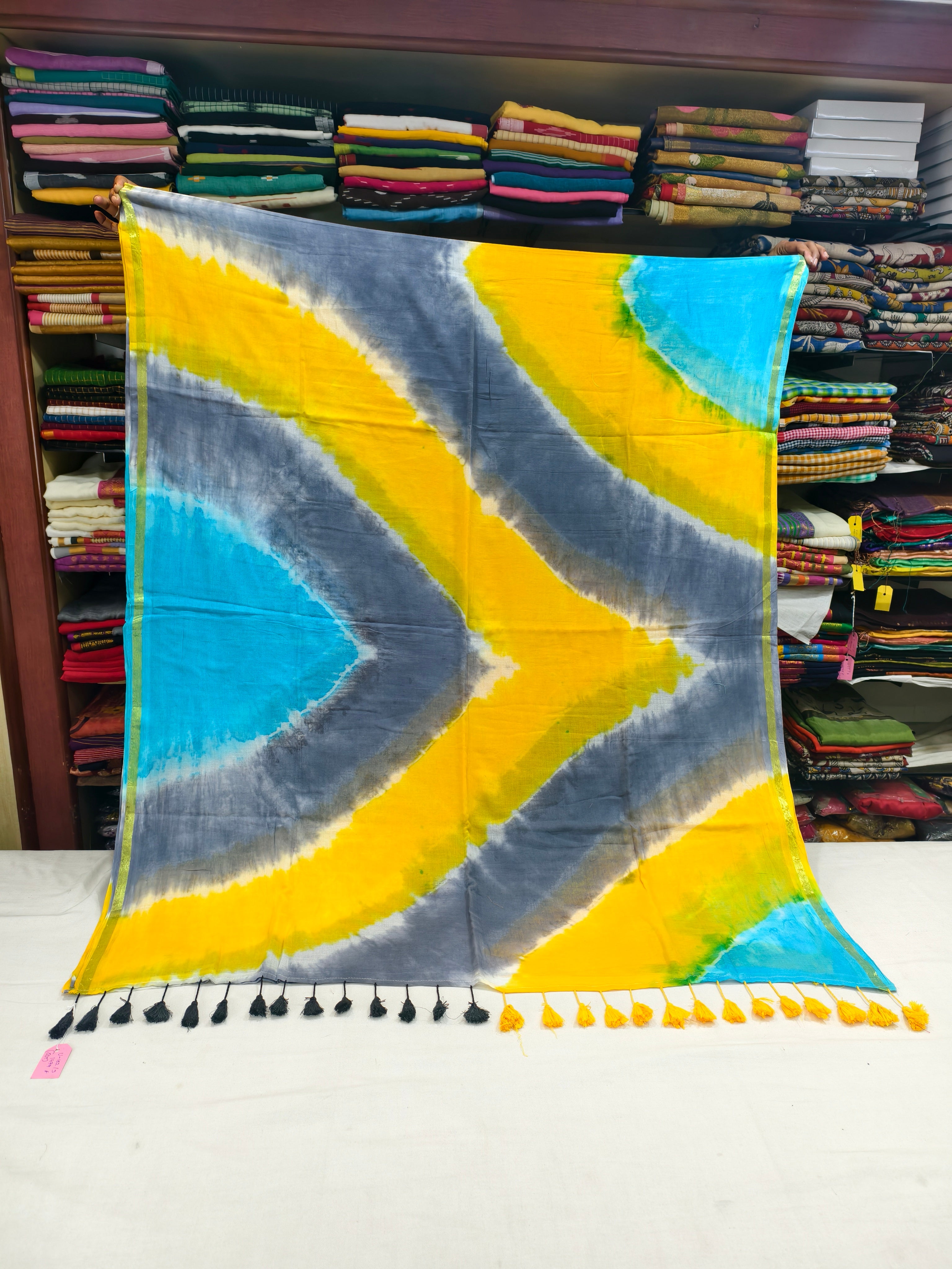 Tie and die mul cotton saree