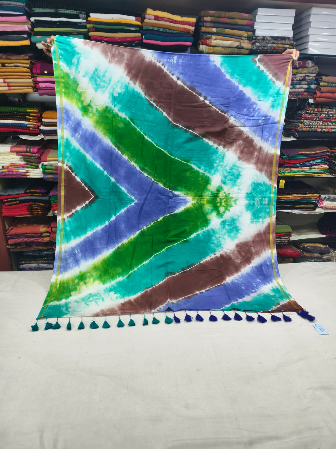 Tie and die mul cotton saree