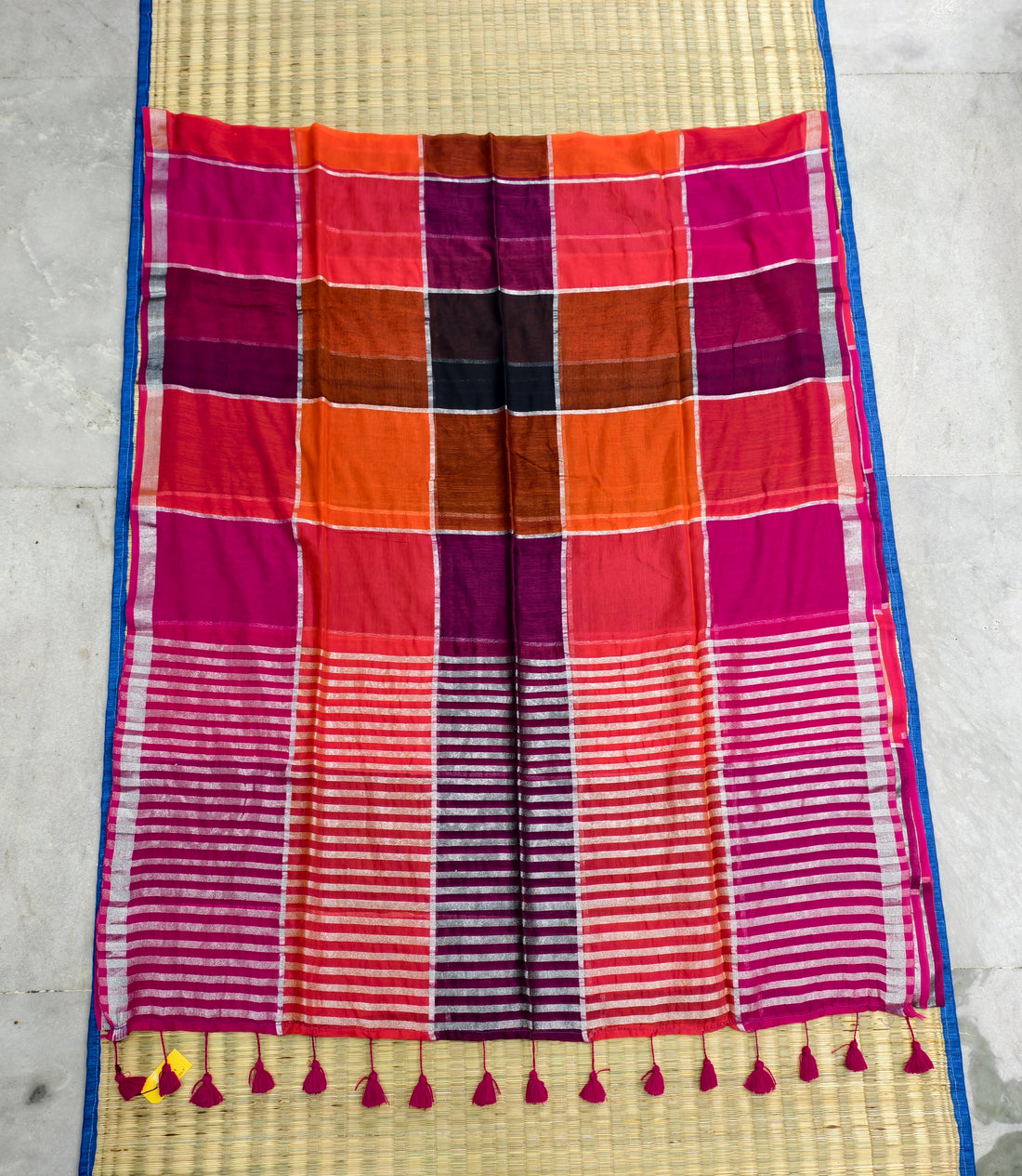 Checks Mul cotton saree