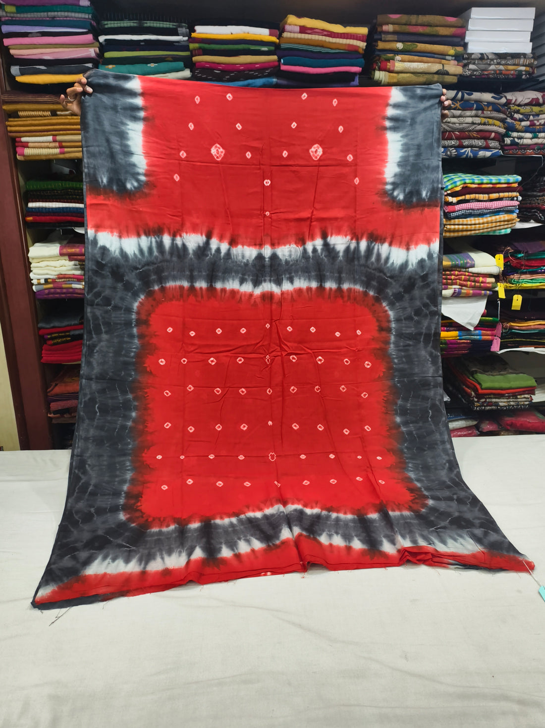 Tie and die mul cotton saree