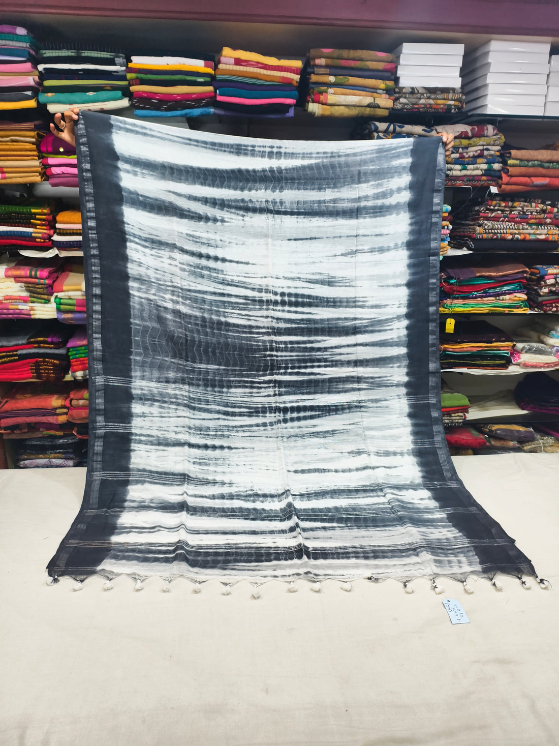 Shibori mul cotton saree