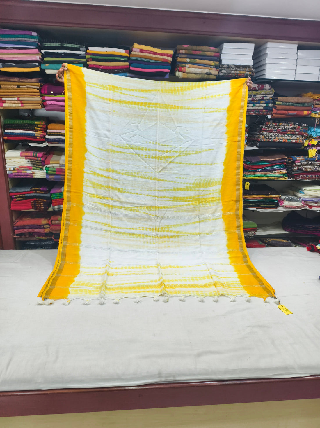 Shibori mul cotton saree