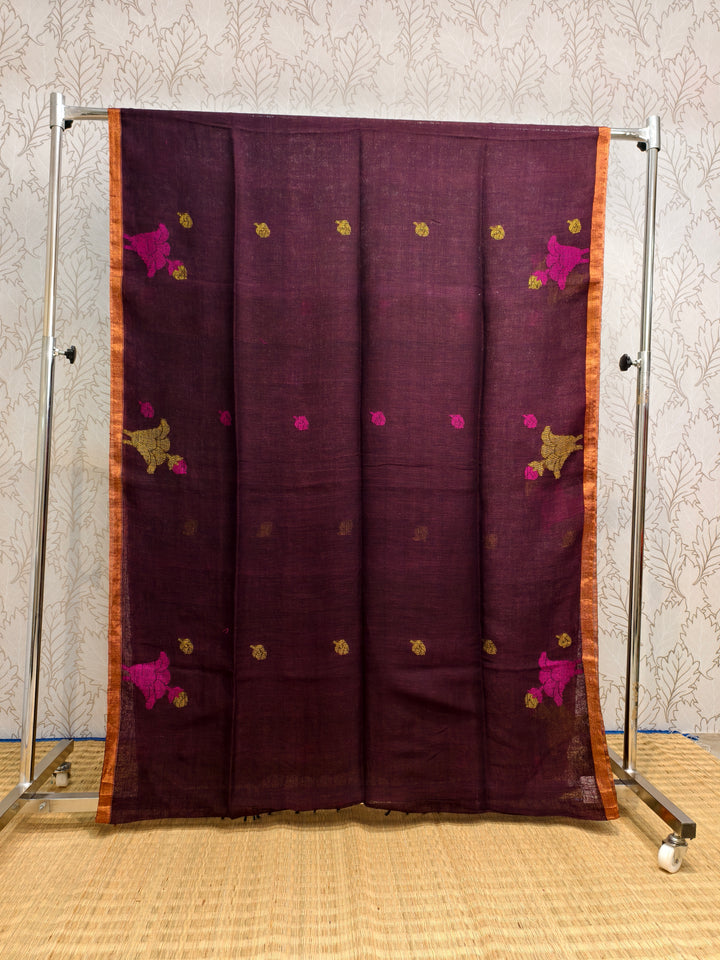 Linen by Linen jamdani saree