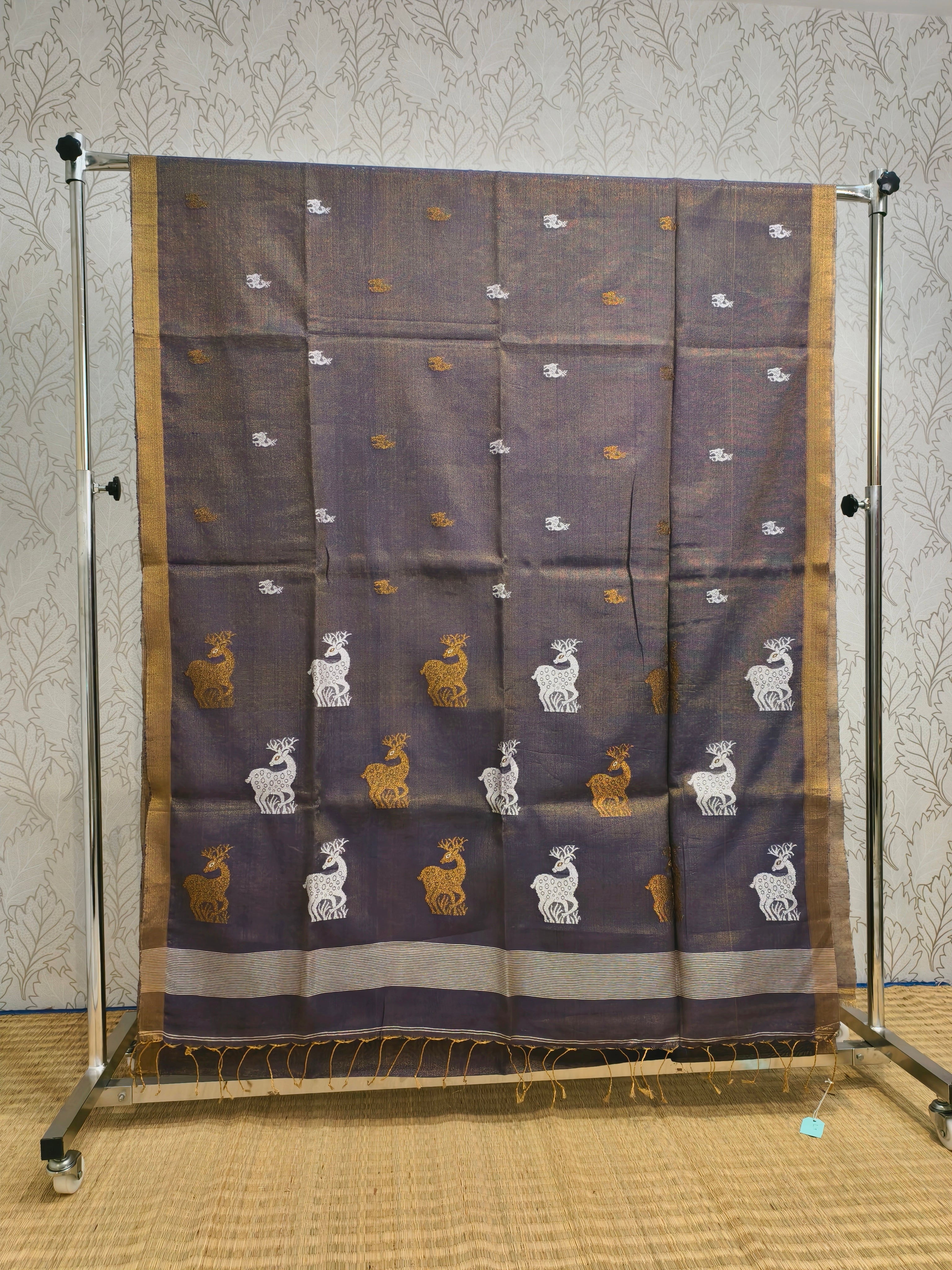 Linen tissue jamdani saree