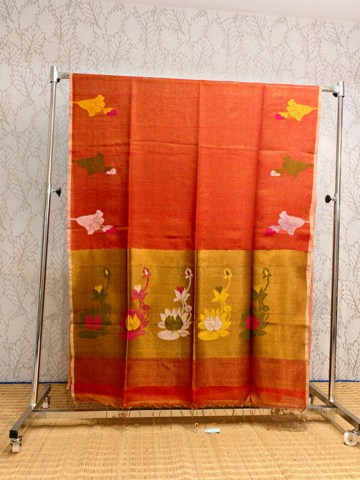 Linen tissue jamdani saree