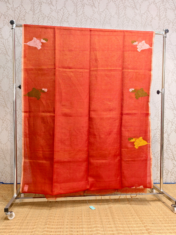 Linen tissue jamdani saree