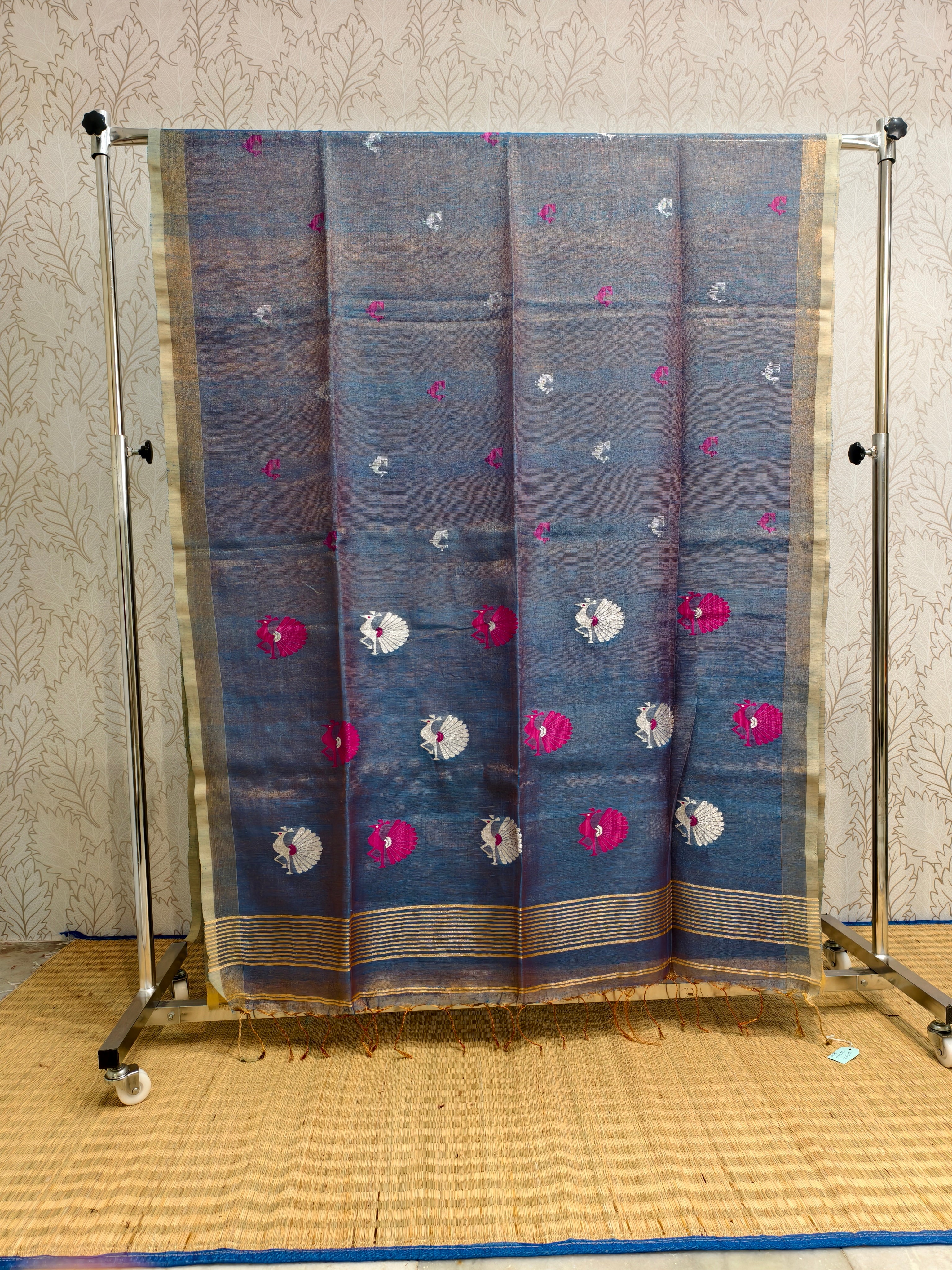 Linen tissue jamdani saree
