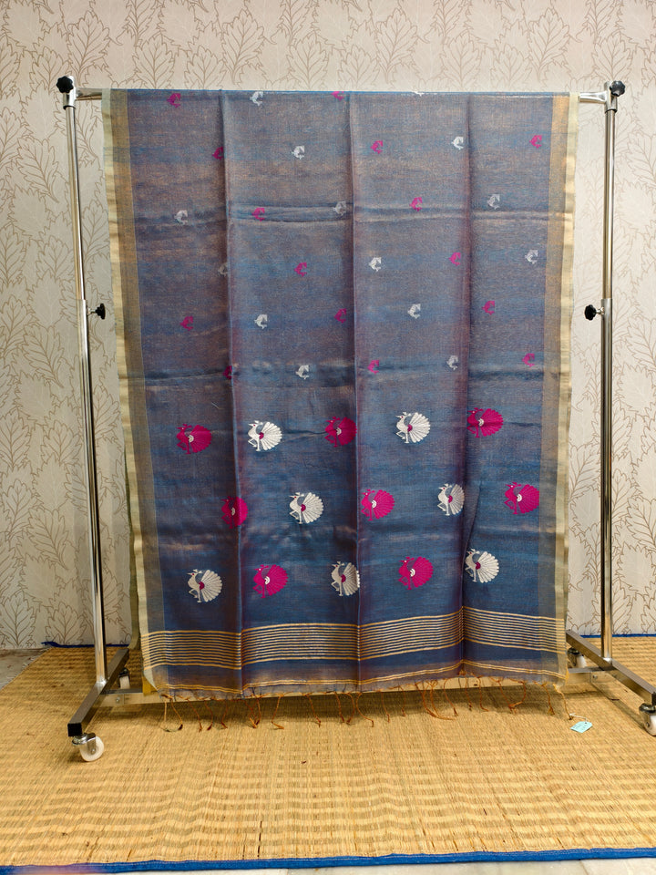 Linen tissue jamdani saree