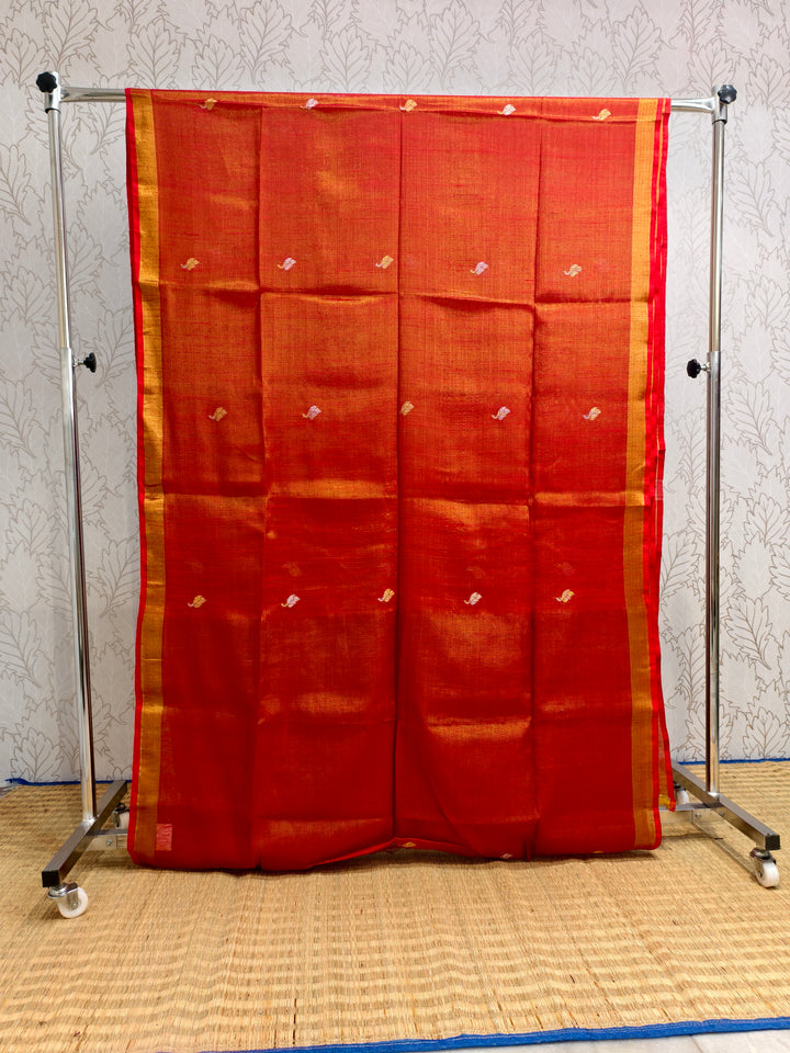 Linen tissue jamdani saree