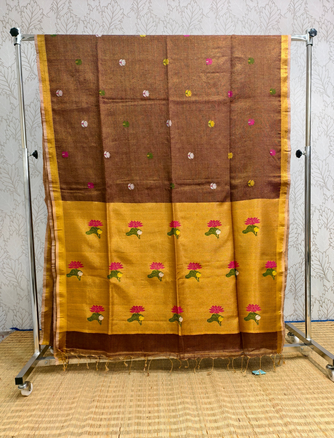 Linen tissue jamdani saree
