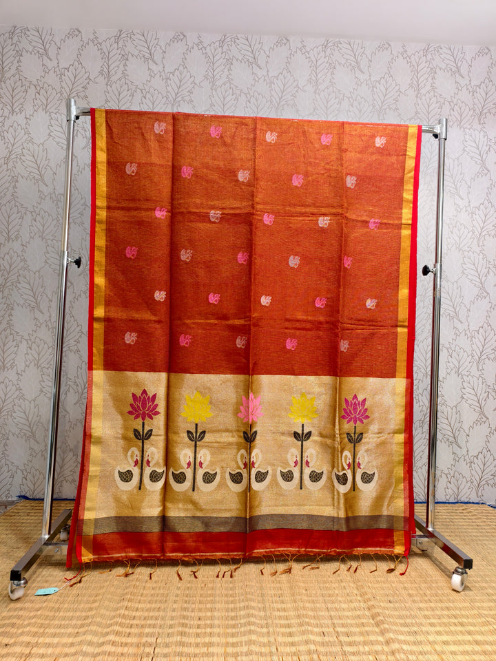 Linen tissue jamdani saree