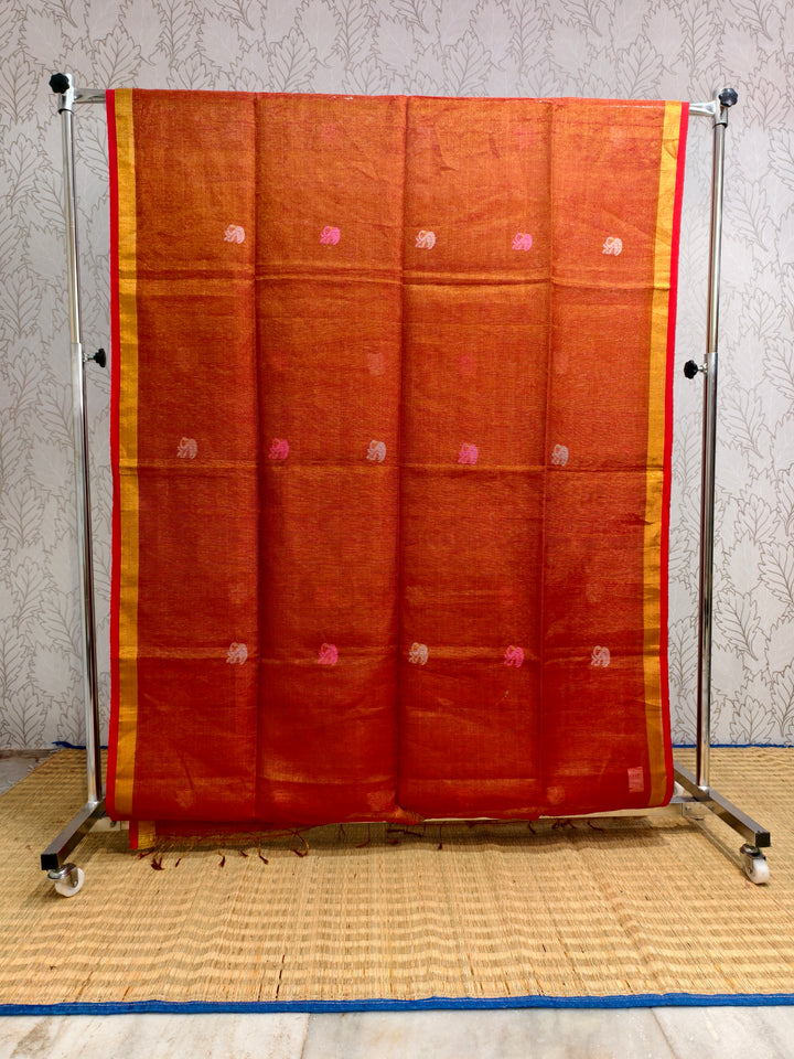 Linen tissue jamdani saree