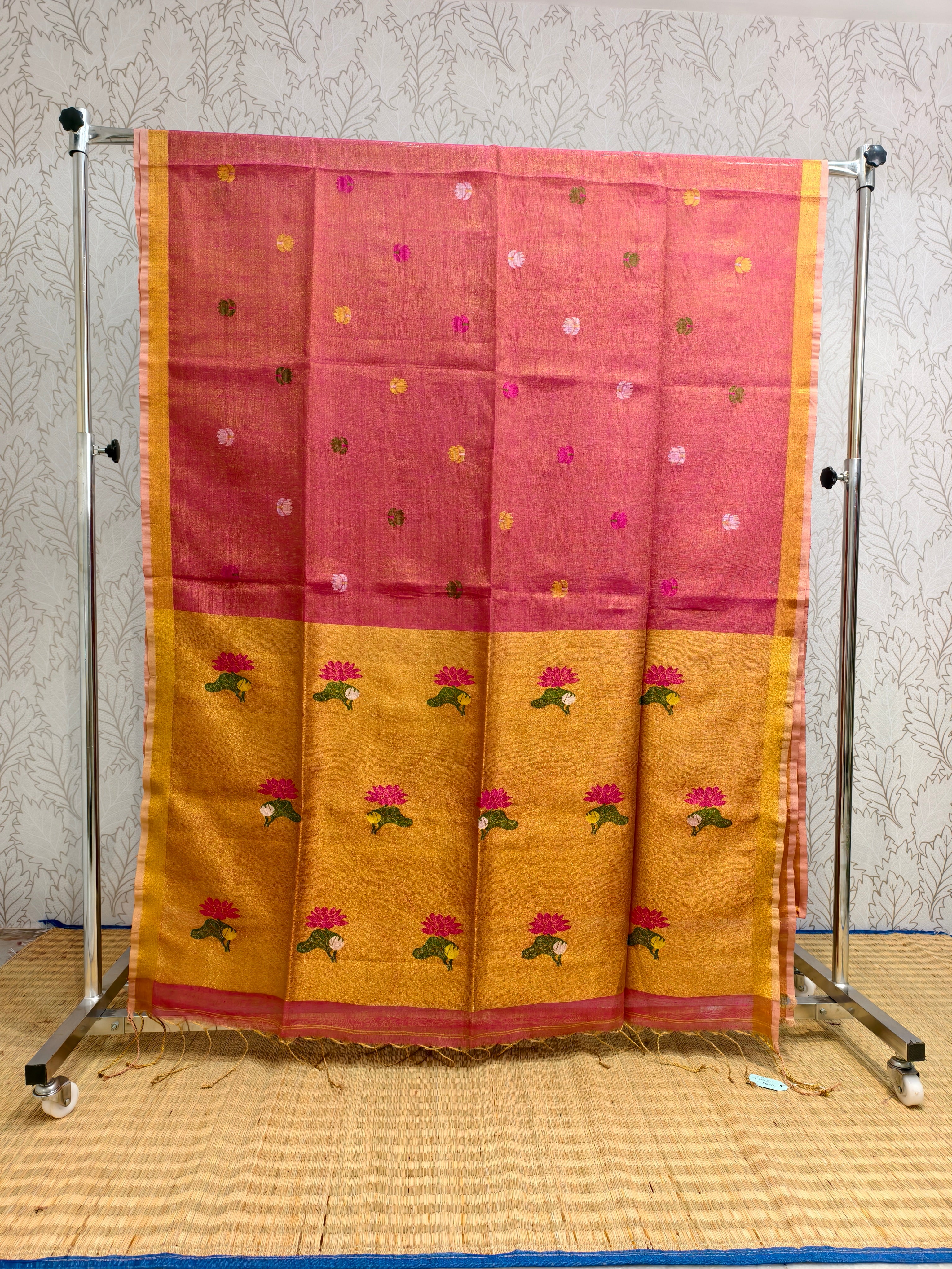 Linen tissue jamdani saree
