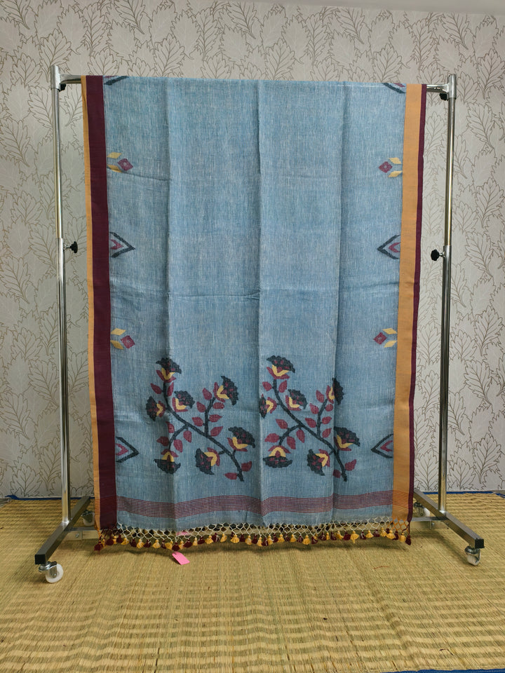 Linen by Linen needle jamdani saree