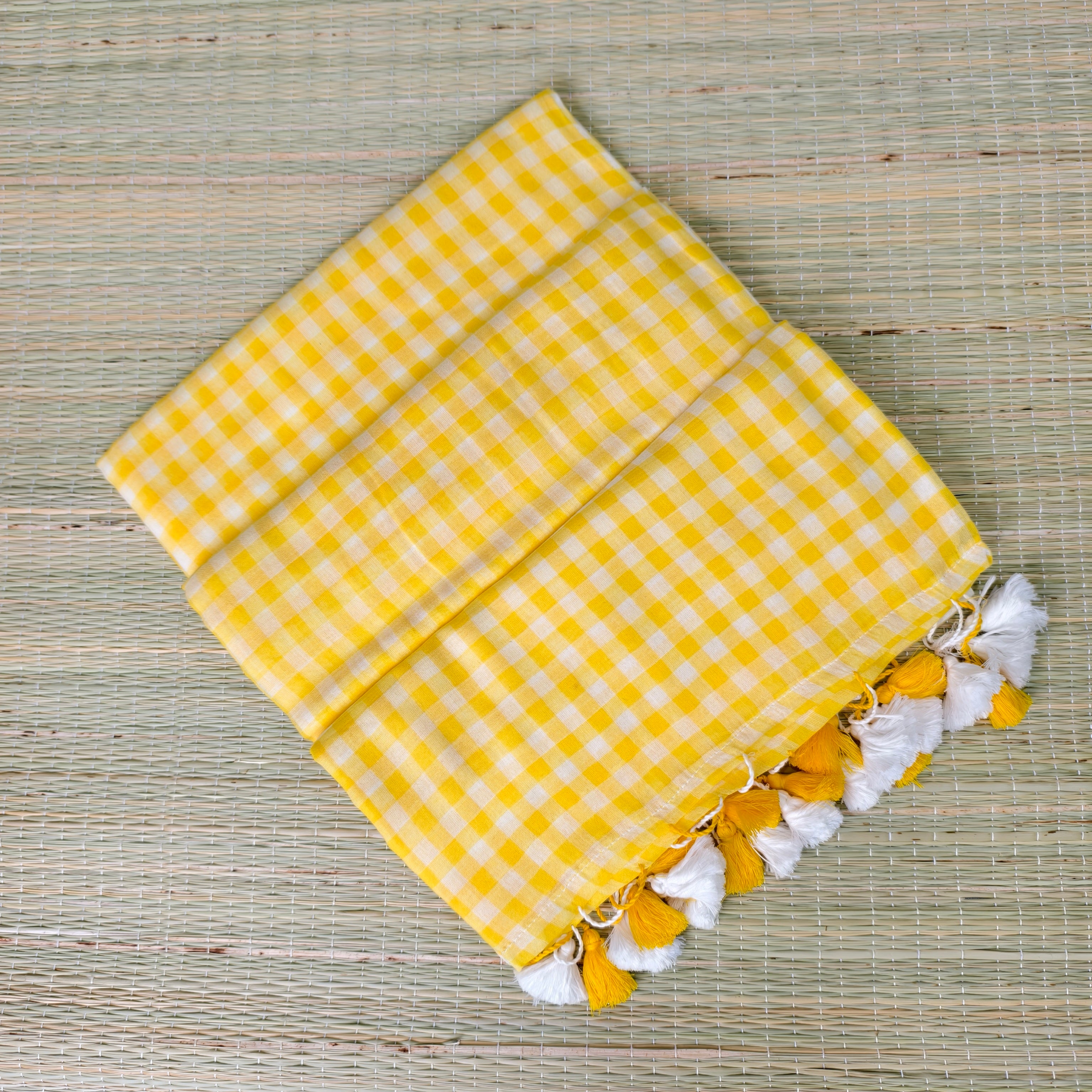 Premium mul cotton check saree