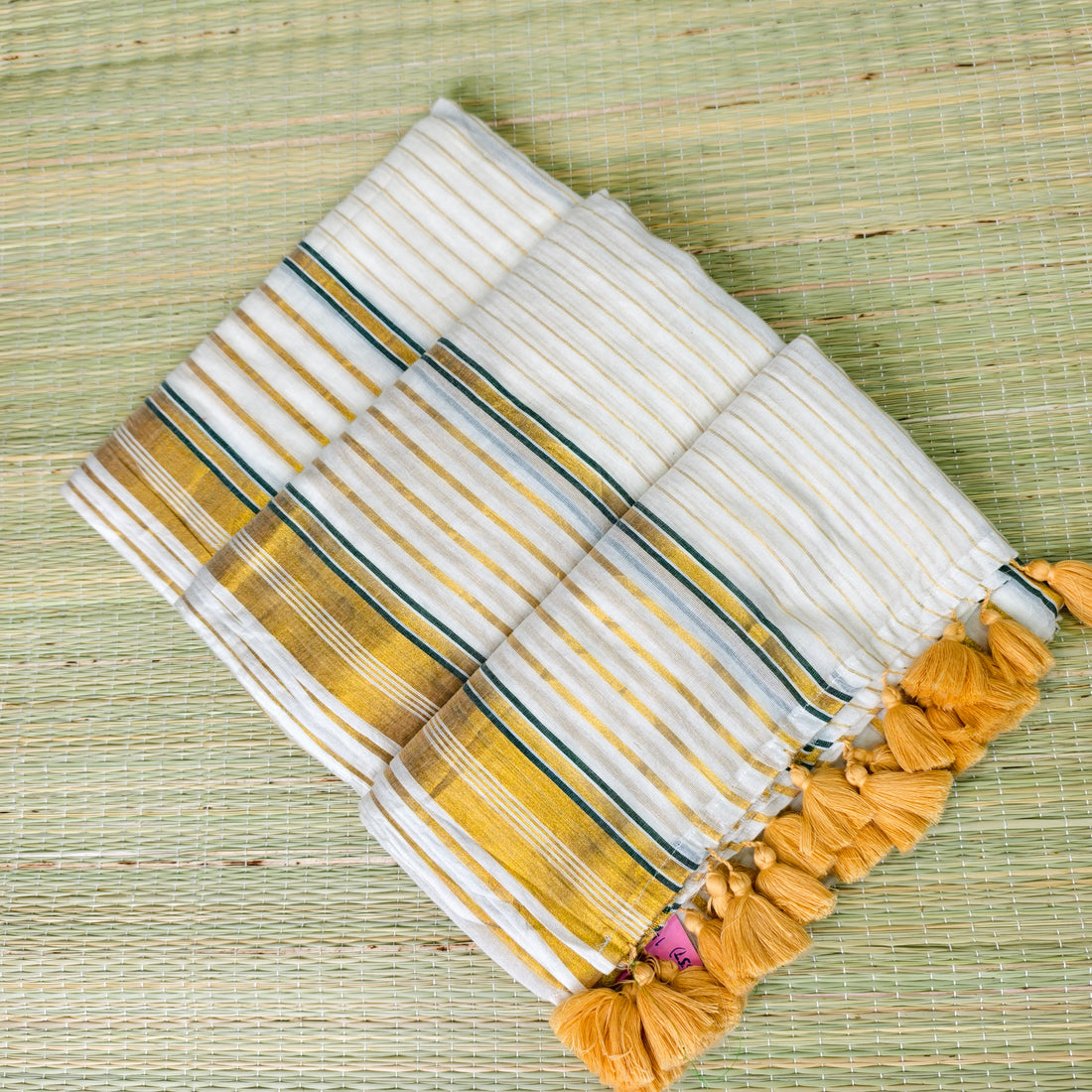 Premium mul cotton saree with zari stripes
