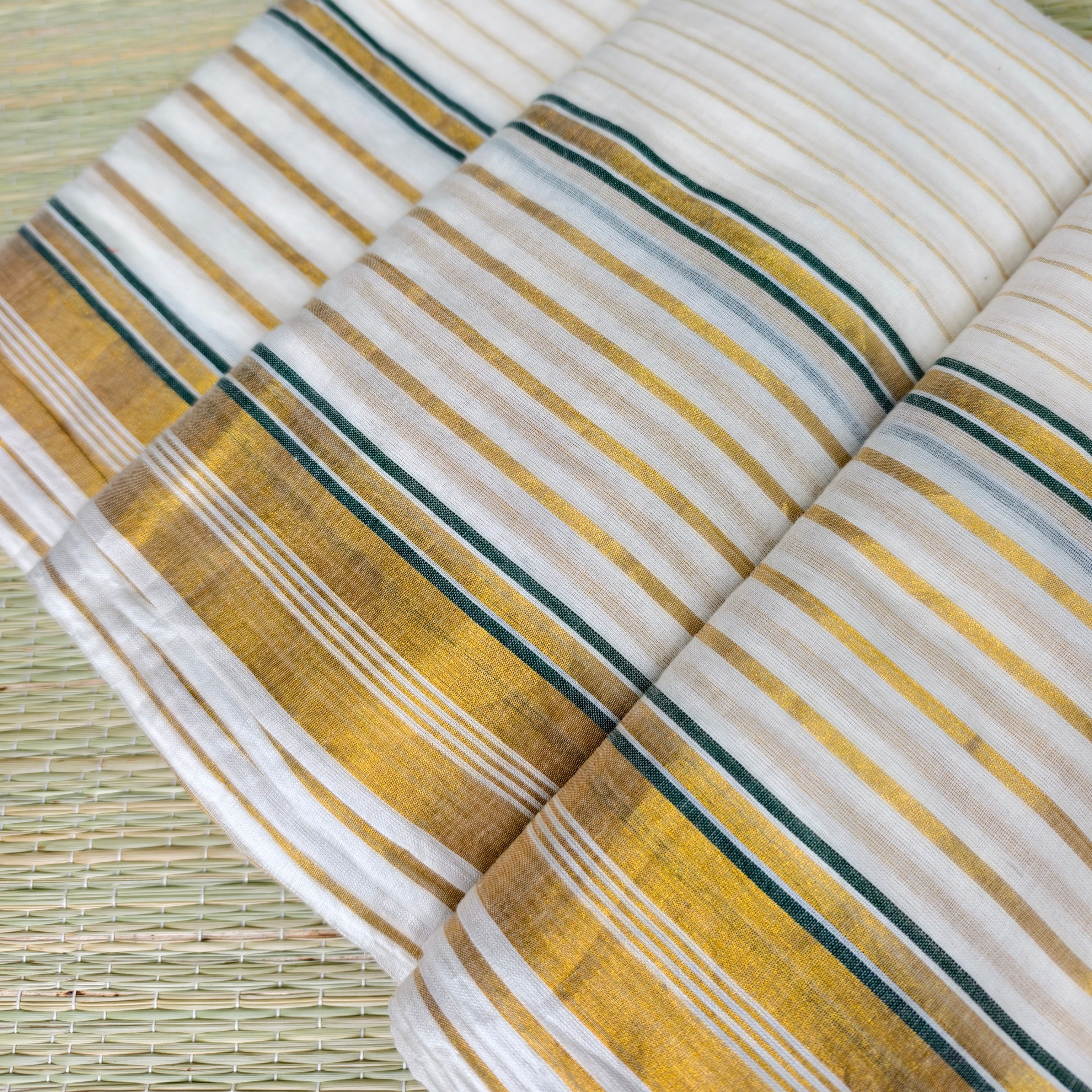 Premium mul cotton saree with zari stripes