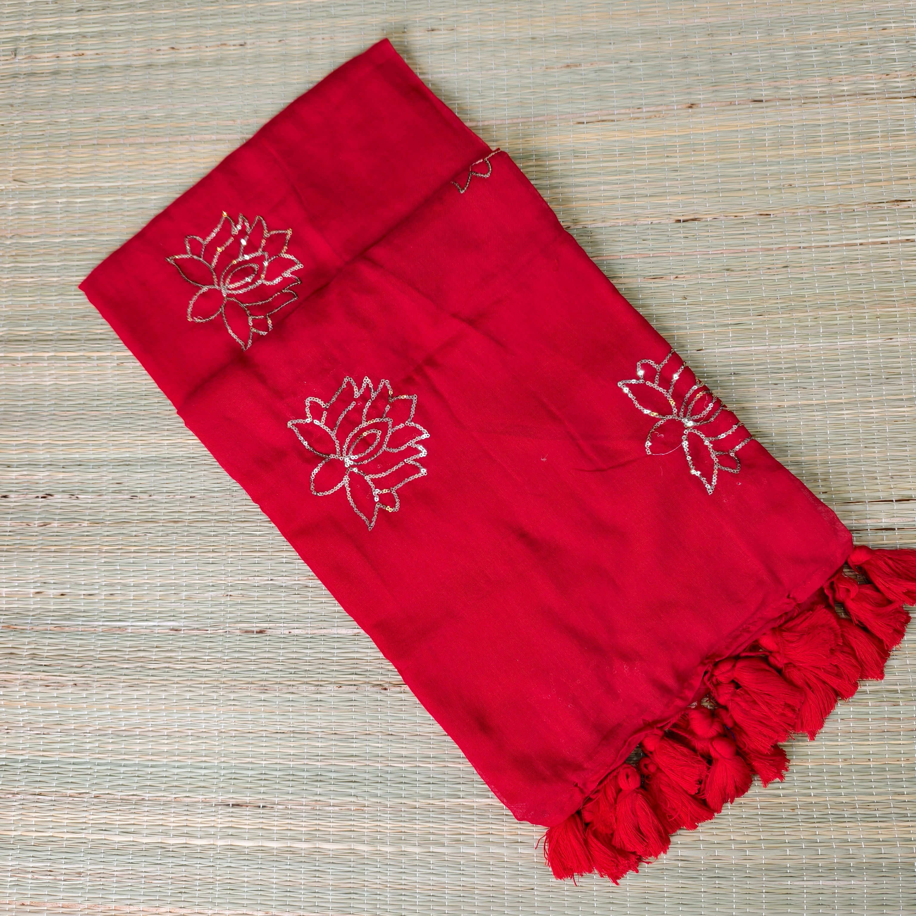 Premium mul cotton lotus sequence saree