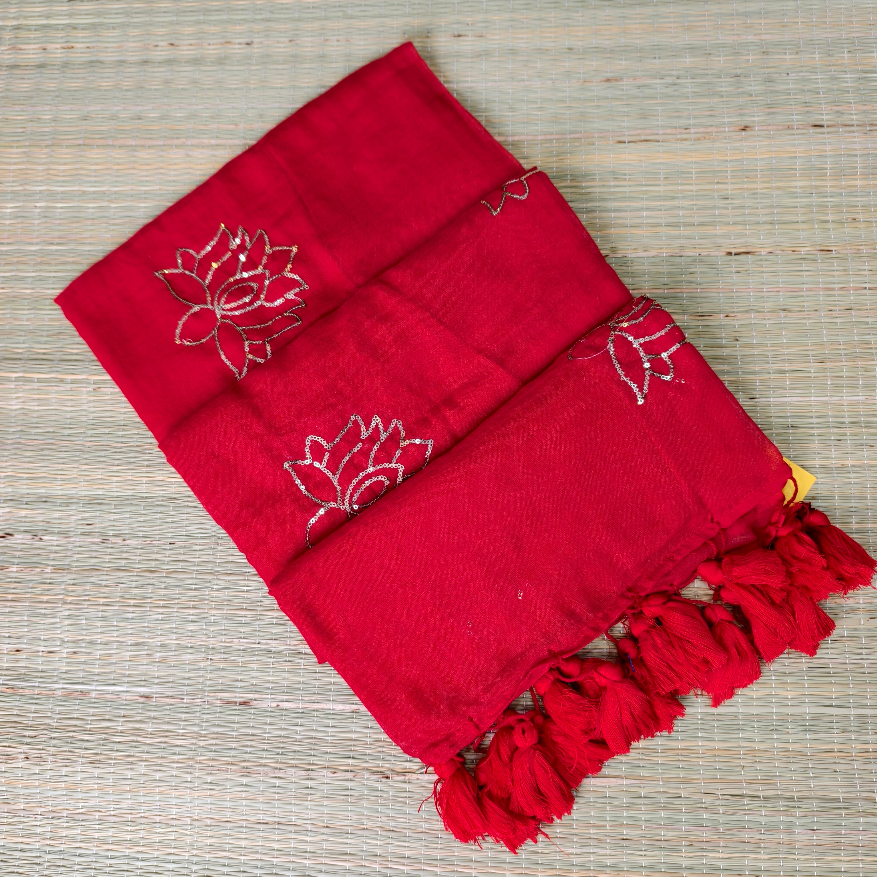 Premium mul cotton lotus sequence saree