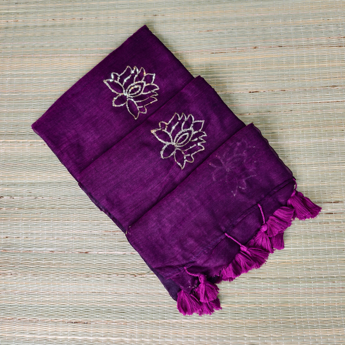 Premium mul cotton lotus sequence saree