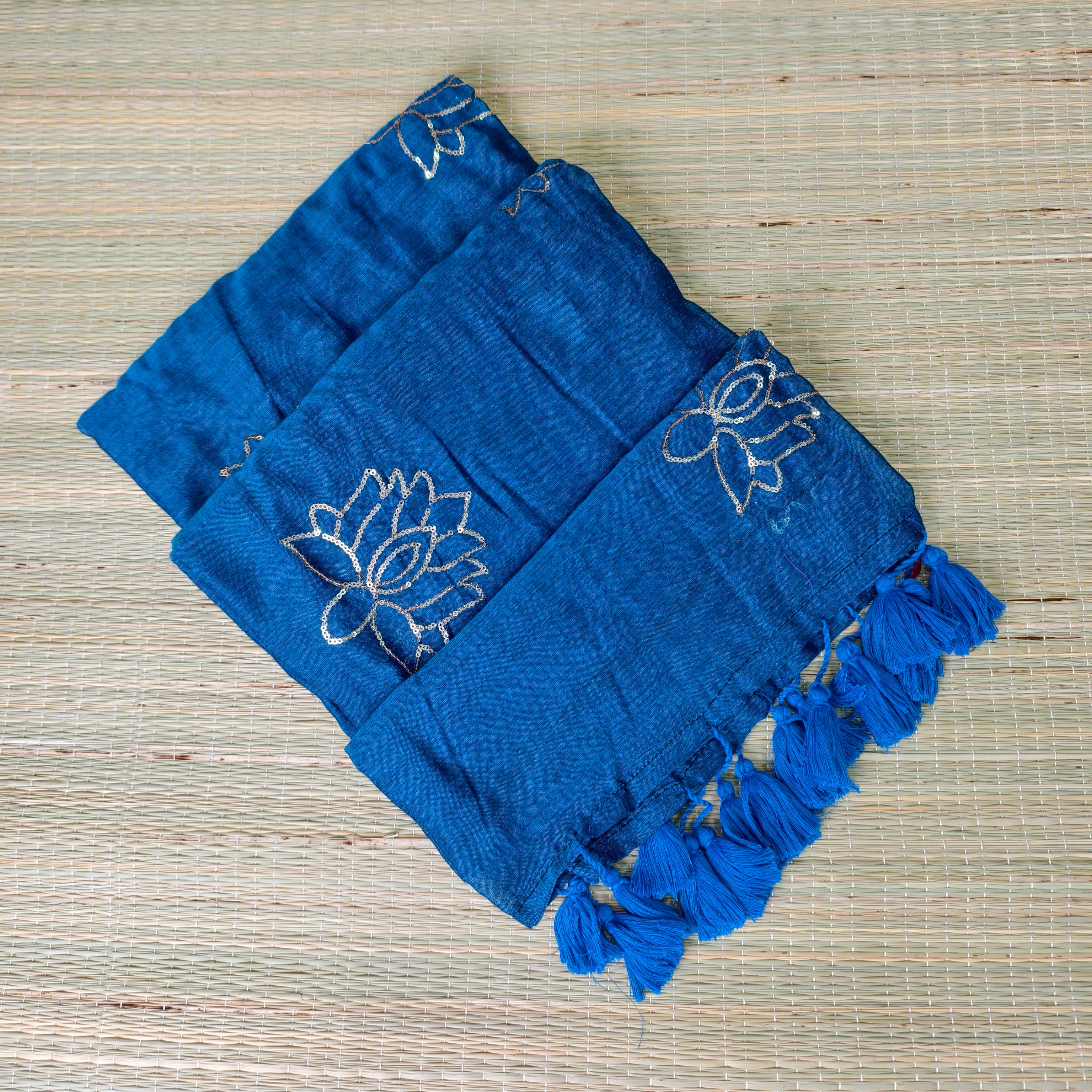 Premium mul cotton lotus sequence saree