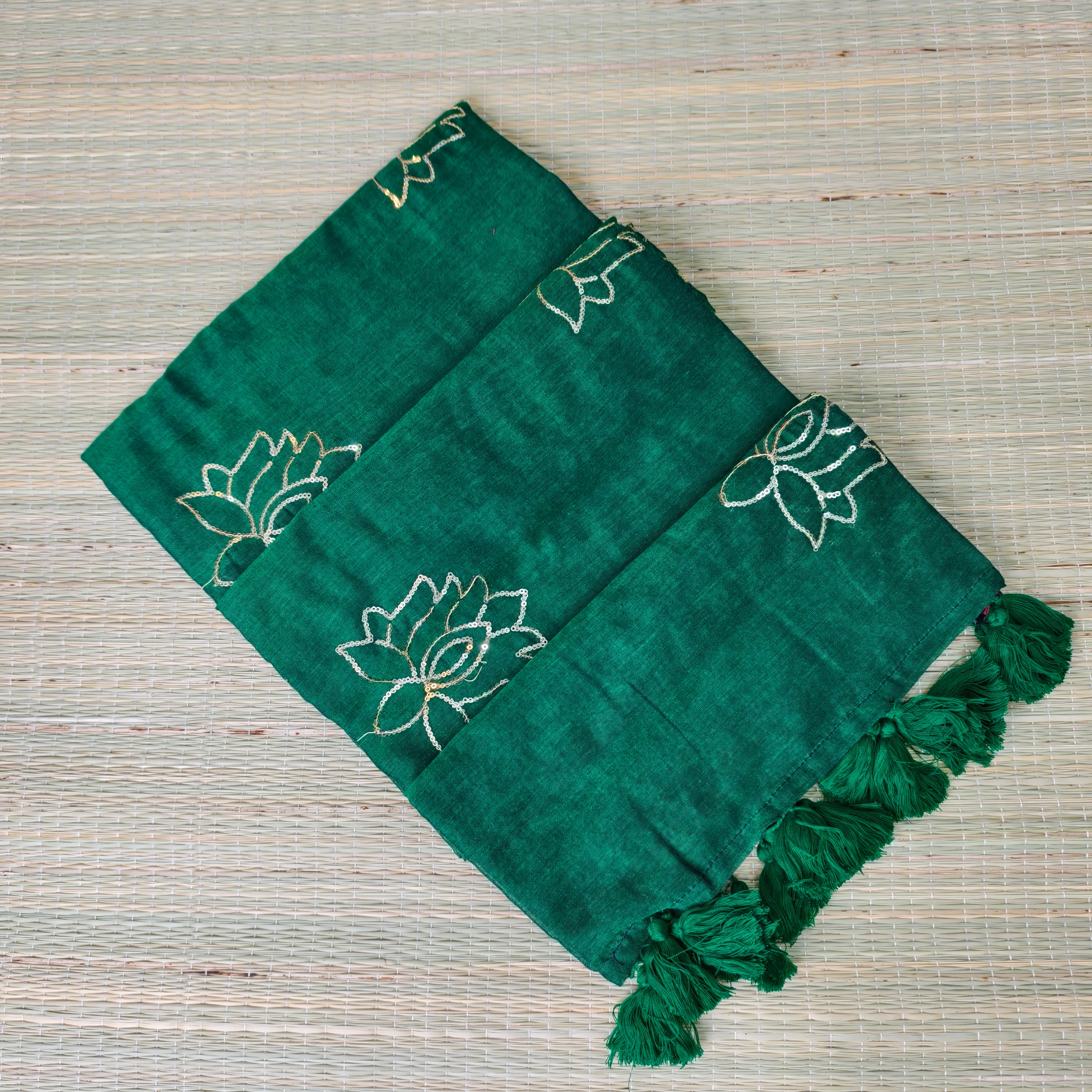 Premium mul cotton lotus sequence saree