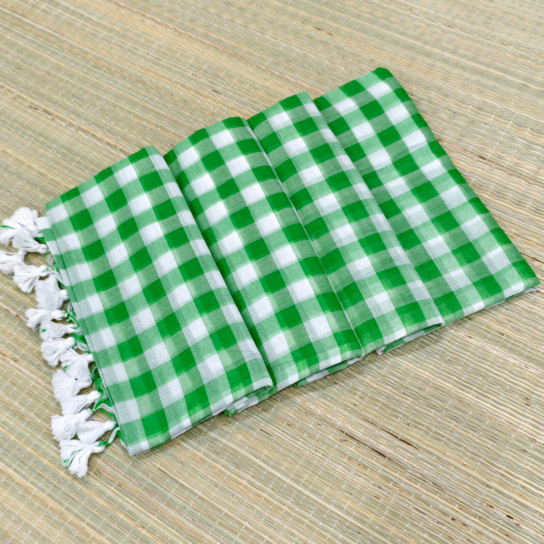 Premium mul cotton check saree