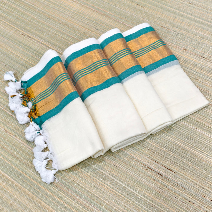 Premium mul cotton saree with zari border