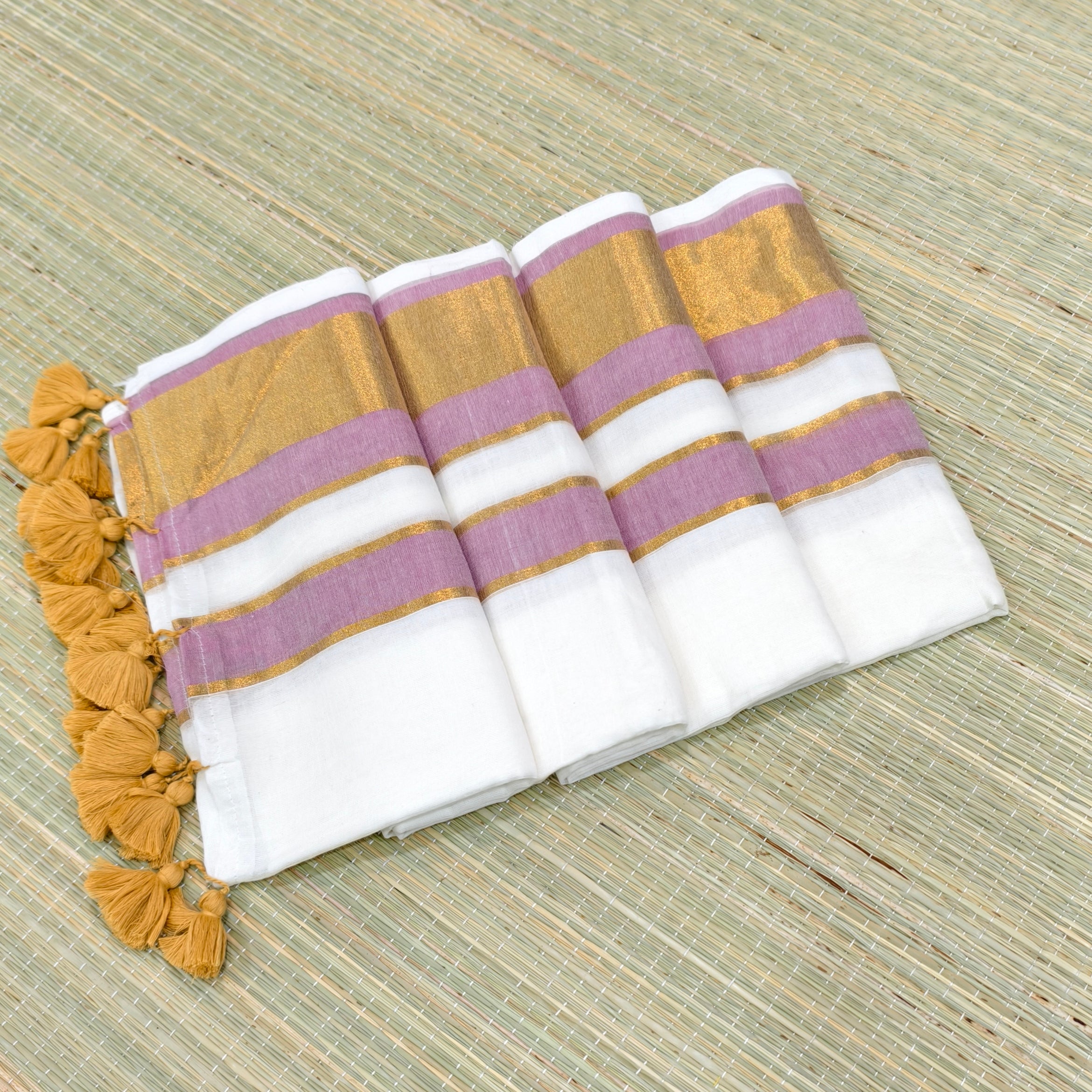 Premium mul cotton saree with gap zari border