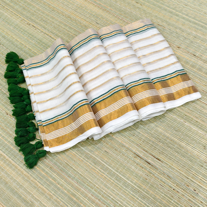 Premium mul cotton saree with zari stripes