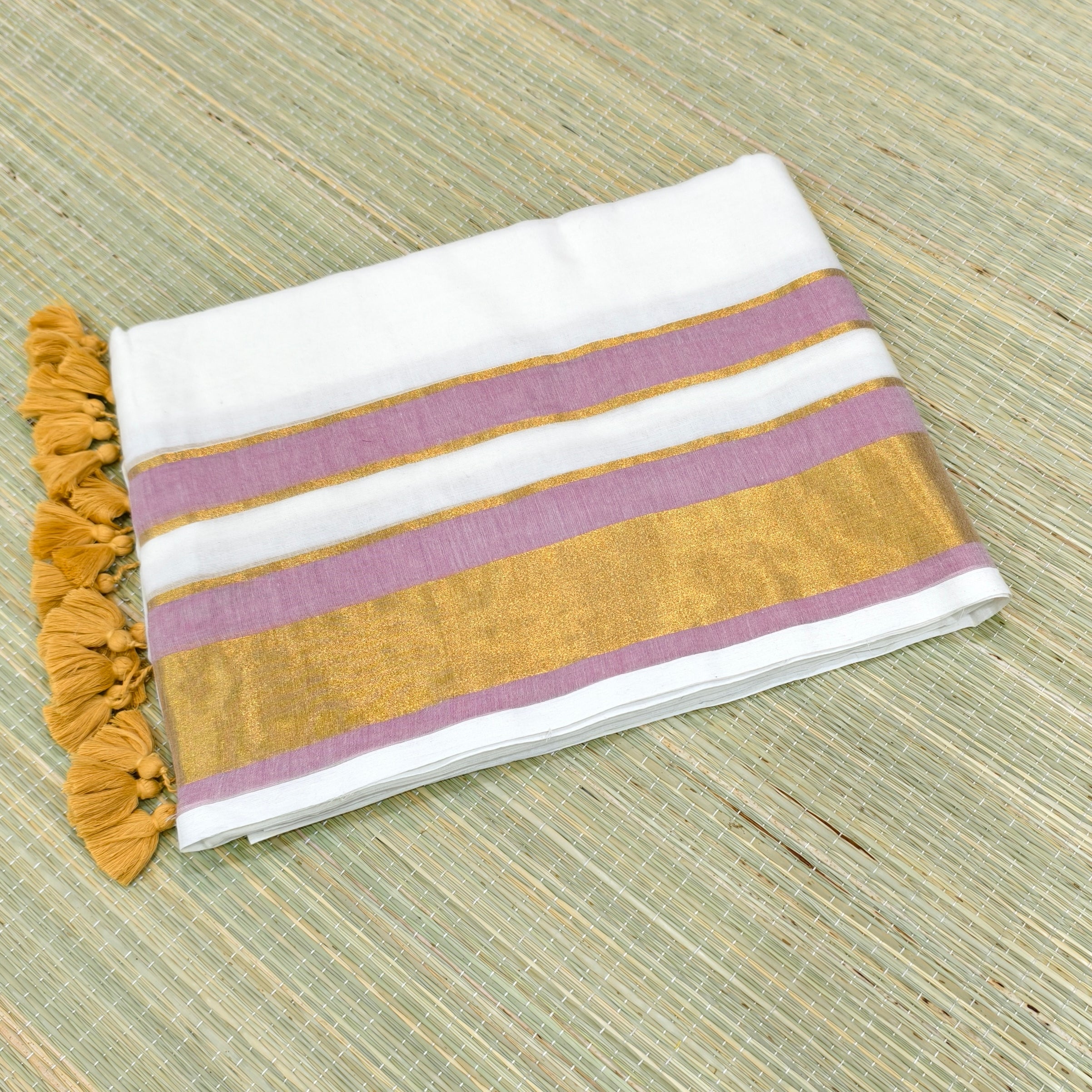 Premium mul cotton saree with gap zari border