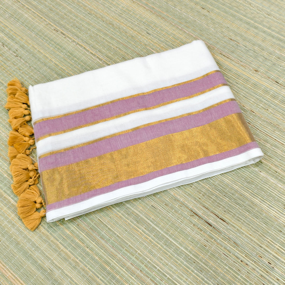Premium mul cotton saree with gap zari border