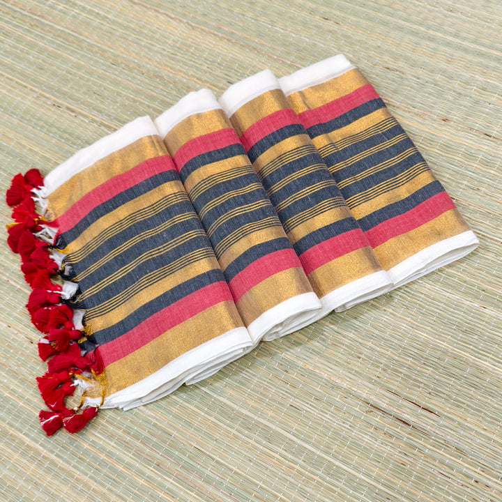 Premium mul cotton saree with kanchi border